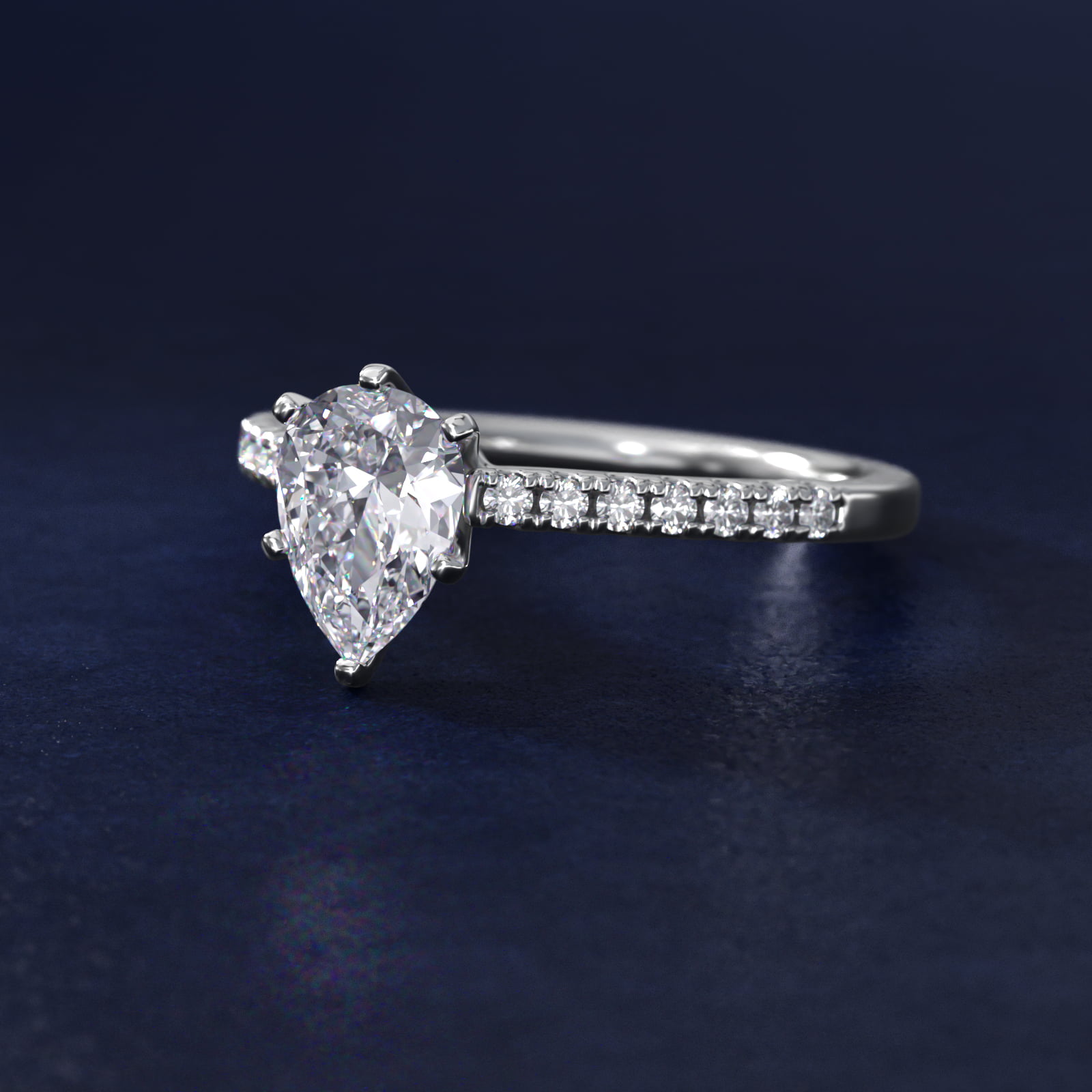 1 1/2 CT. GIA Certified Pear Lab Created Diamond Petite Cathedral Pavé Diamond