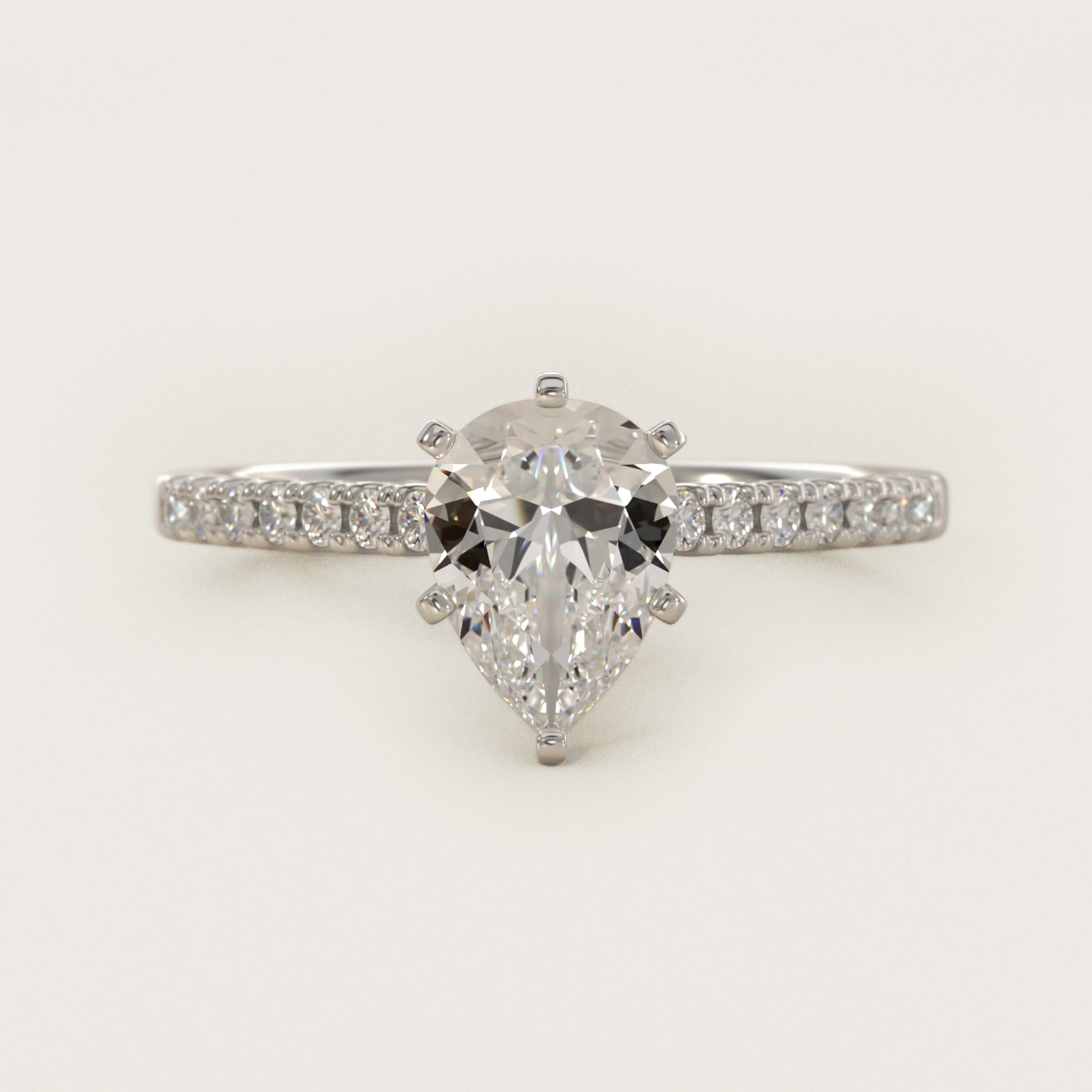 1 1/2 CT. GIA Certified Pear Lab Created Diamond Petite Cathedral Pavé Diamond Engagement Ring in Platinum (1/6 ct. tw.)