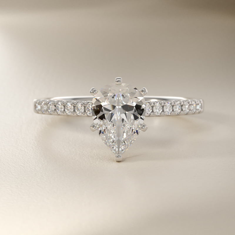 1 1/2 CT. GIA Certified Pear Lab Created Diamond Petite Cathedral Pavé Diamond