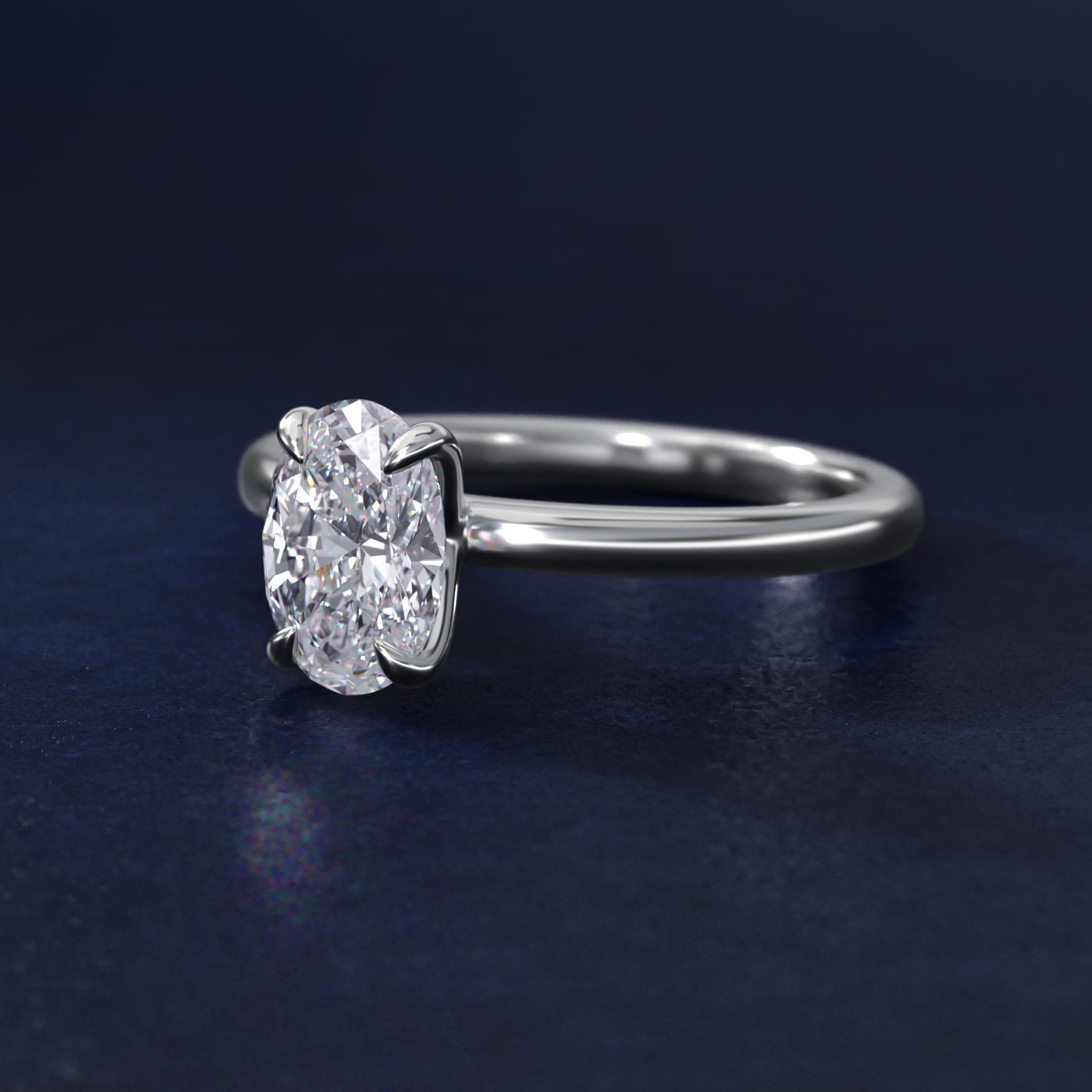 Oval Cut 1.5 CT Certified Lab-Grown Diamond Claw Prong Flush Fit Solitaire Engagement Ring In 14K White Gold By James Allen