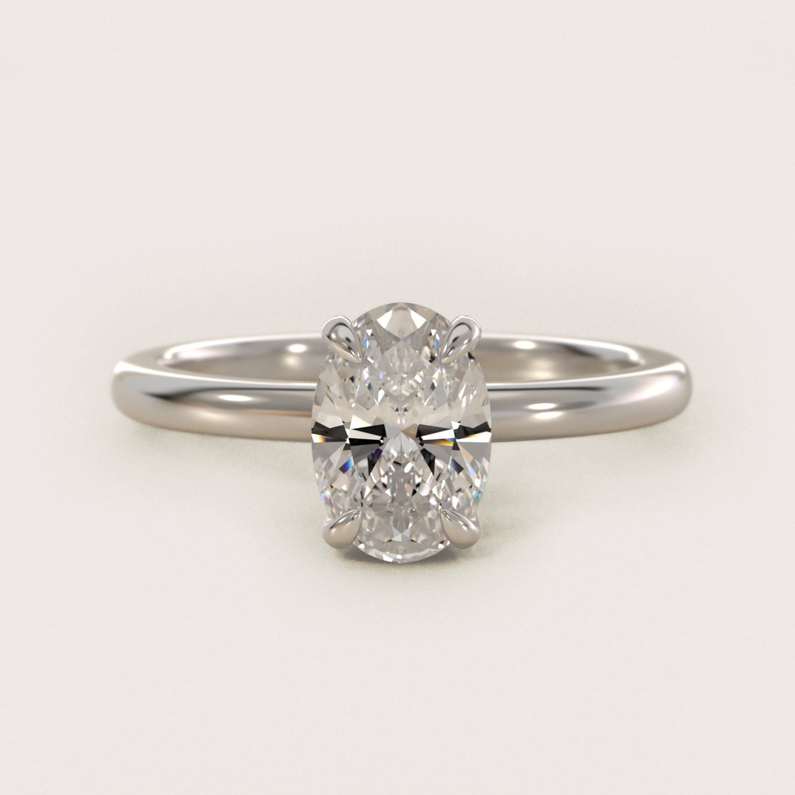 Oval Cut 2.5 CT Certified Lab-Grown Diamond Claw Prong Flush Fit Solitaire Engagement Ring In 14K White Gold By James Allen
