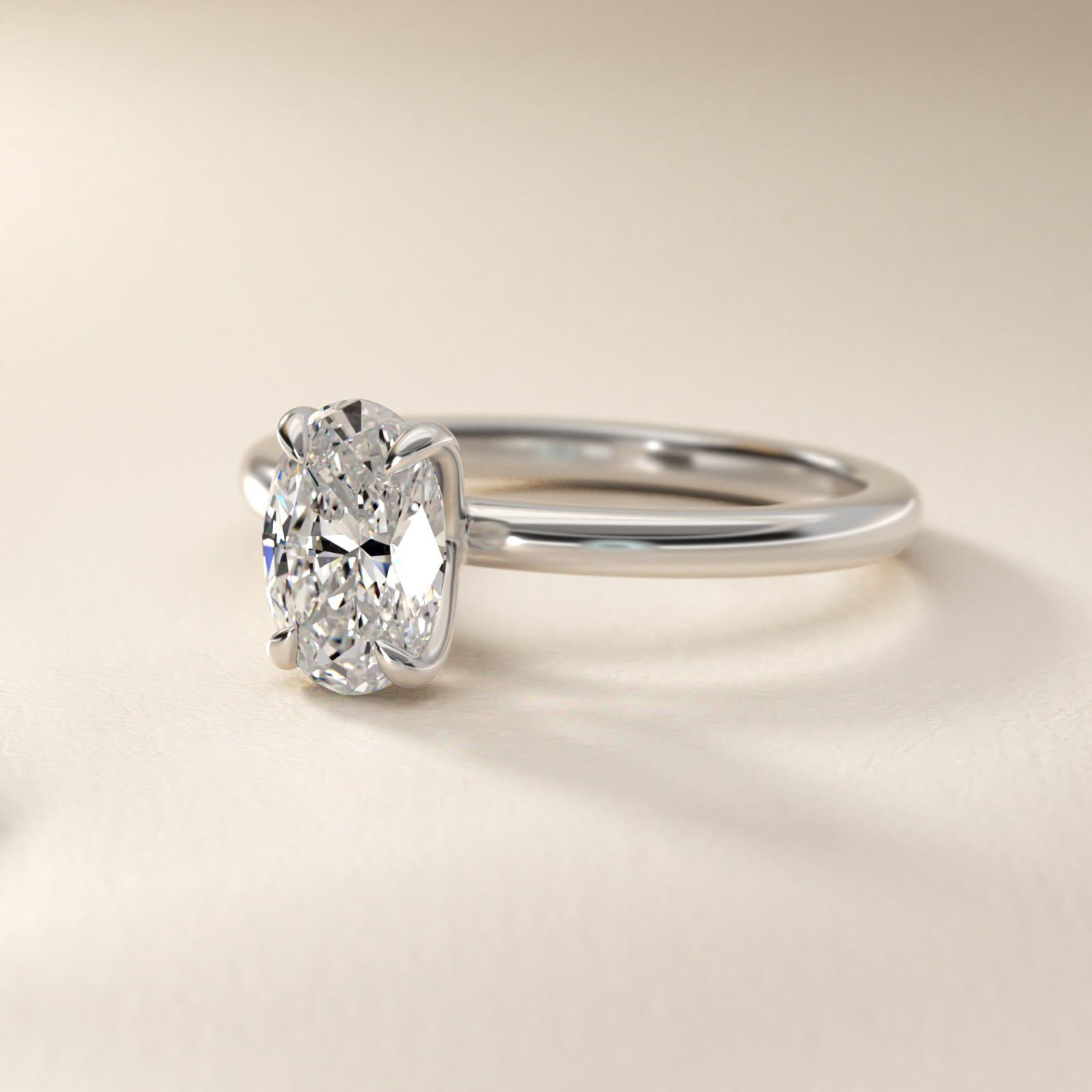 Oval Cut 1.5 CT Certified Lab-Grown Diamond Claw Prong Flush Fit Solitaire Engagement Ring In Platinum By James Allen