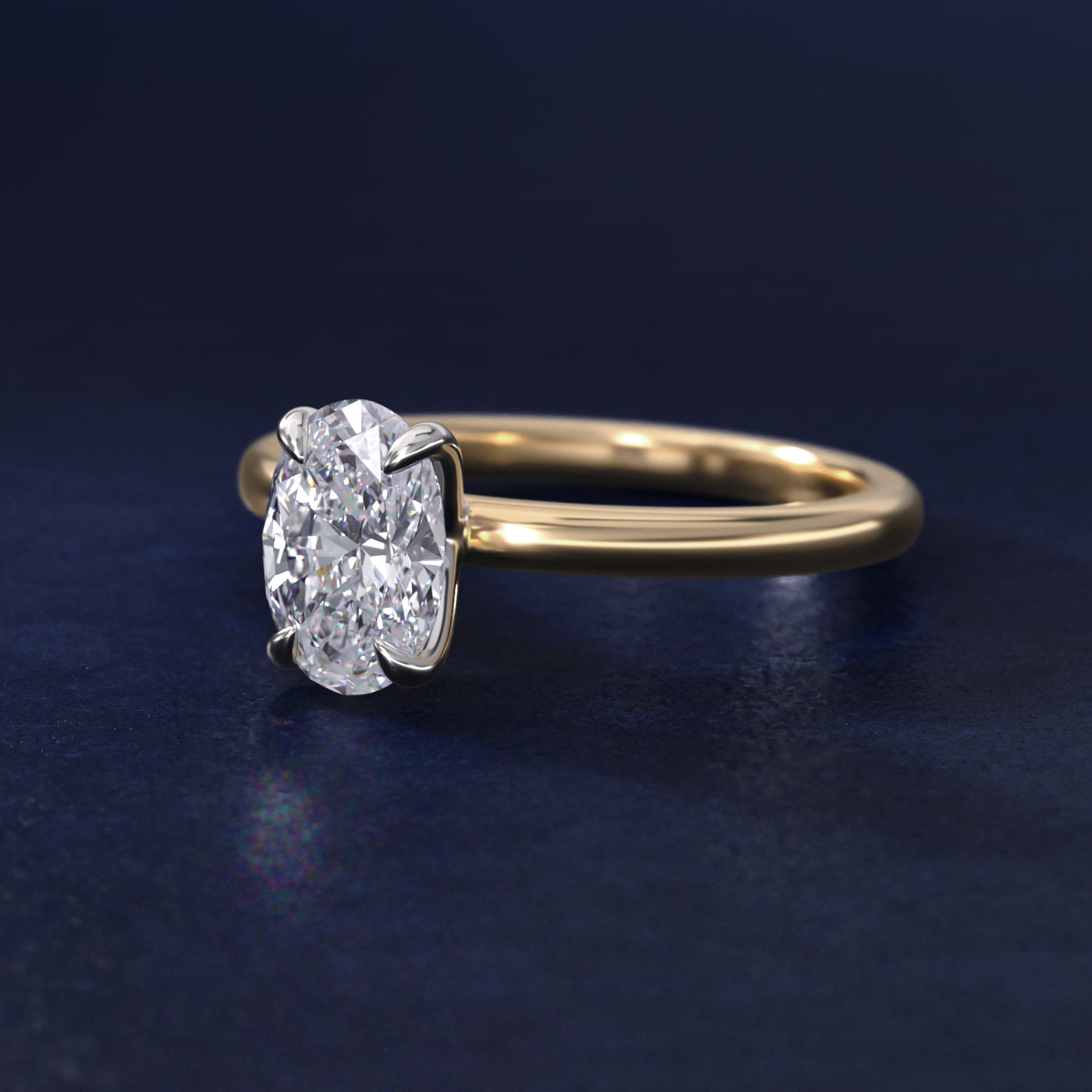 Oval Cut 1.5 CT Certified Lab-Grown Diamond Claw Prong Flush Fit Solitaire Engagement Ring In 14K Yellow Gold By James Allen