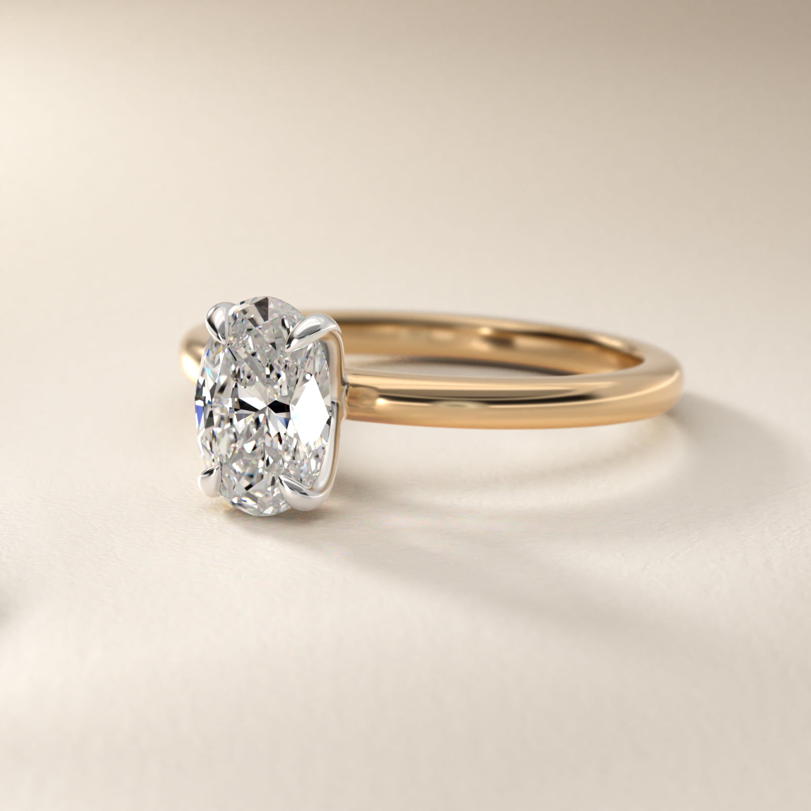 Oval Cut 2.5 CT Certified Lab-Grown Diamond Claw Prong Flush Fit Solitaire Engagement Ring In 14K Yellow Gold By James Allen
