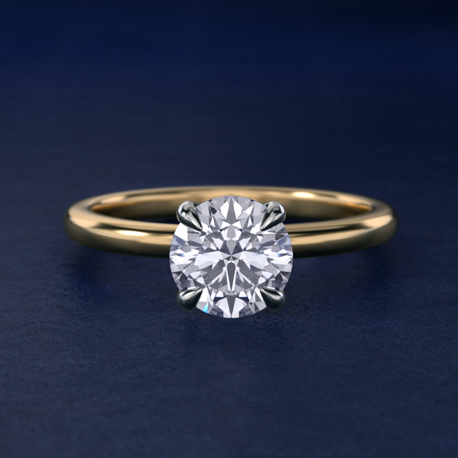 Round 1.5 CT Certified Lab-Grown Diamond Claw Prong Flush Fit Solitaire Engagement Ring In 14K Yellow Gold By James Allen