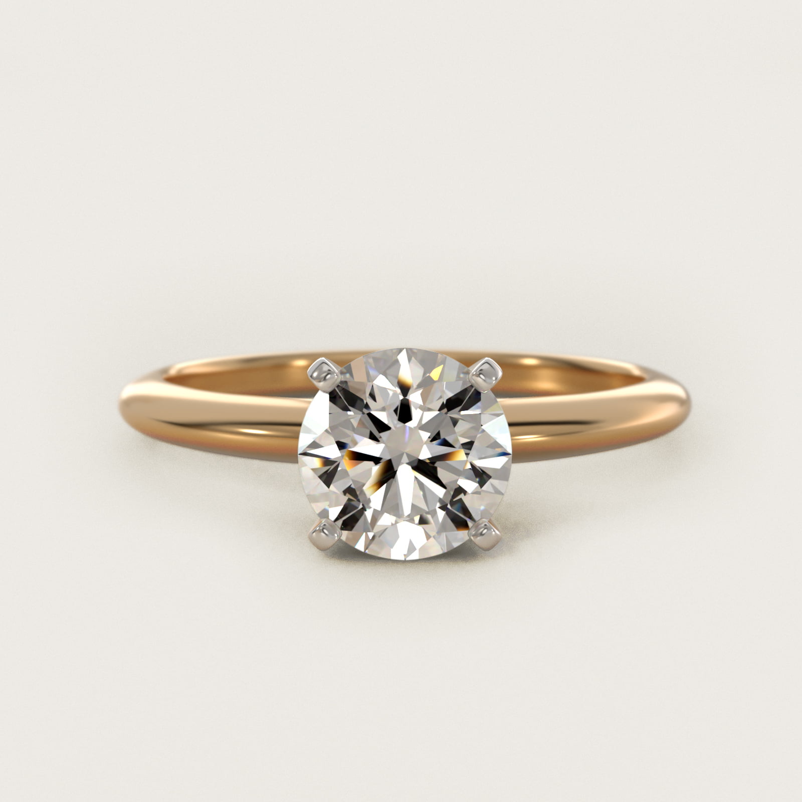 18K Yellow Gold Platinum Prong Solitaire