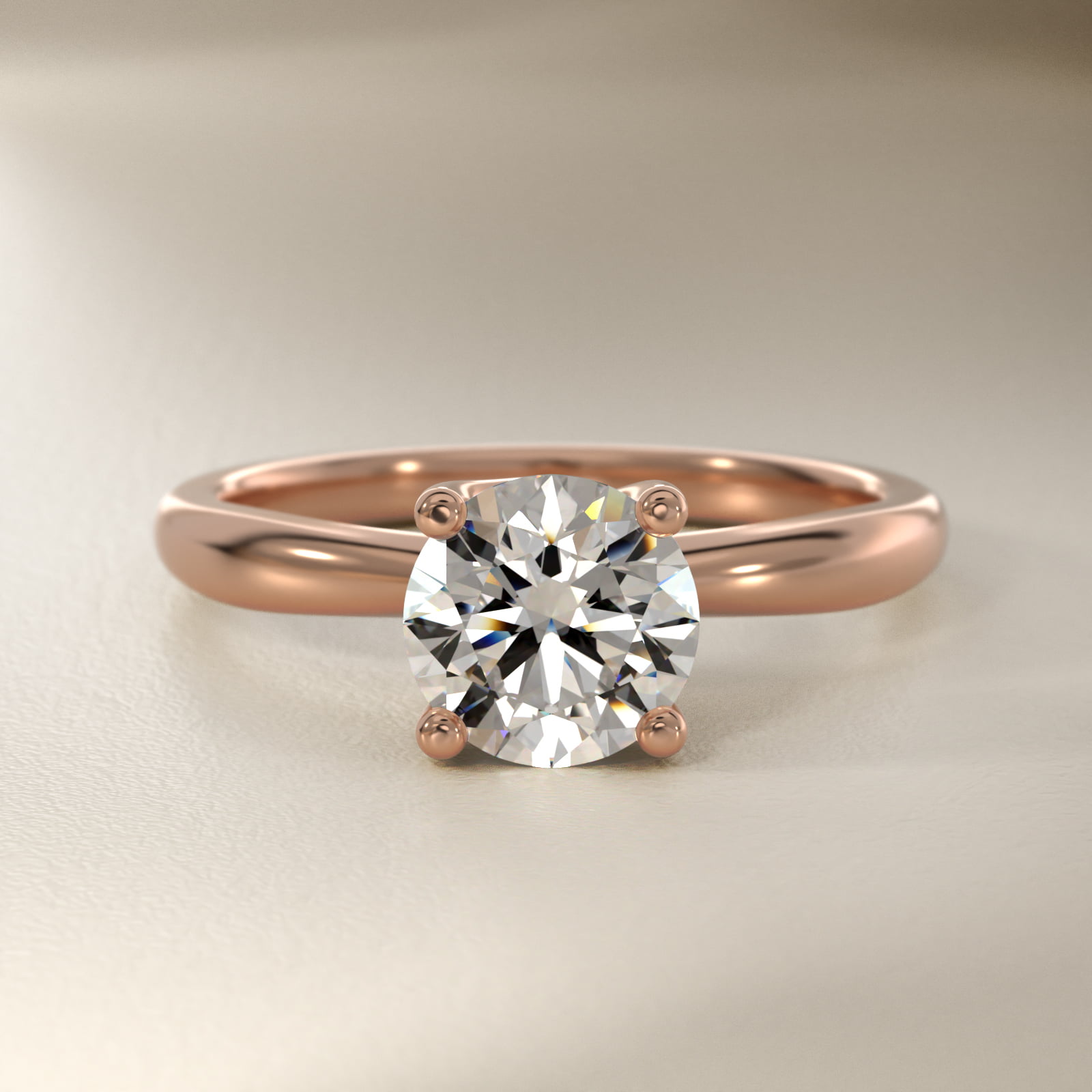 Tapered Ribbon Solitaire Engagement Ring in 18k Rose Gold
