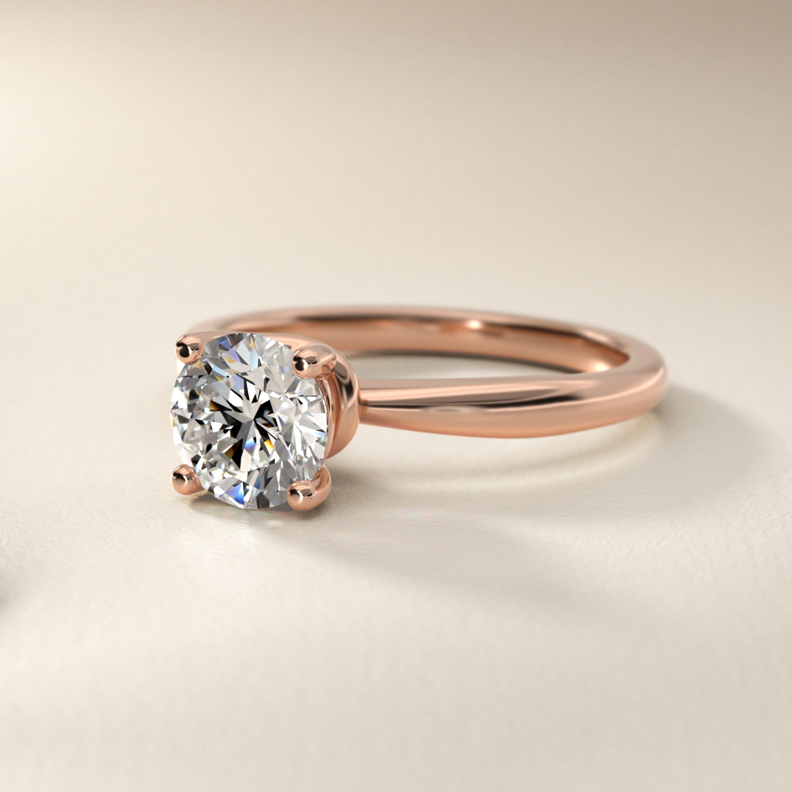 Tapered Ribbon Solitaire Engagement Ring in 14k Rose Gold