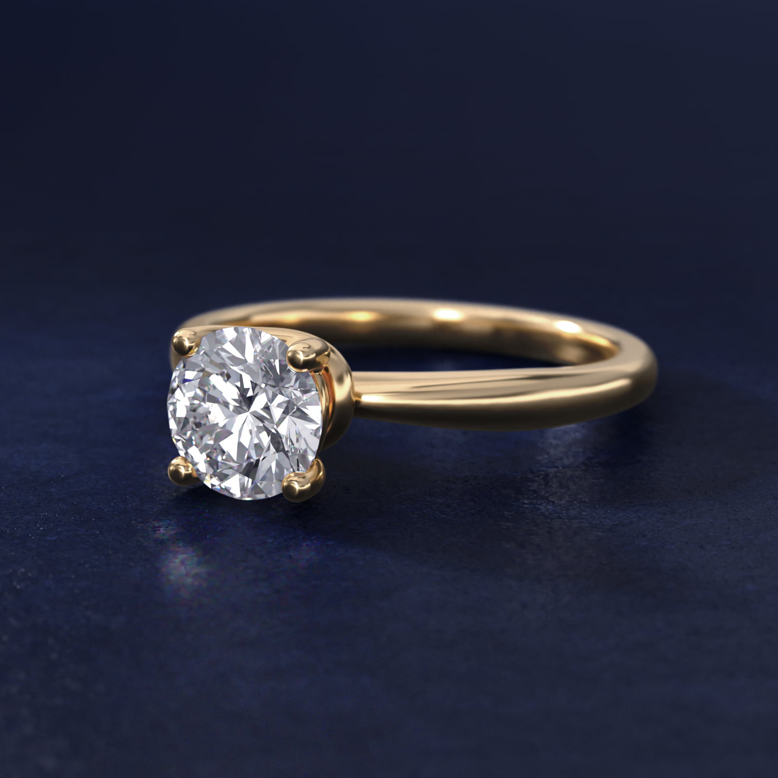 Tapered Ribbon Solitaire Engagement Ring in 14k Yellow Gold