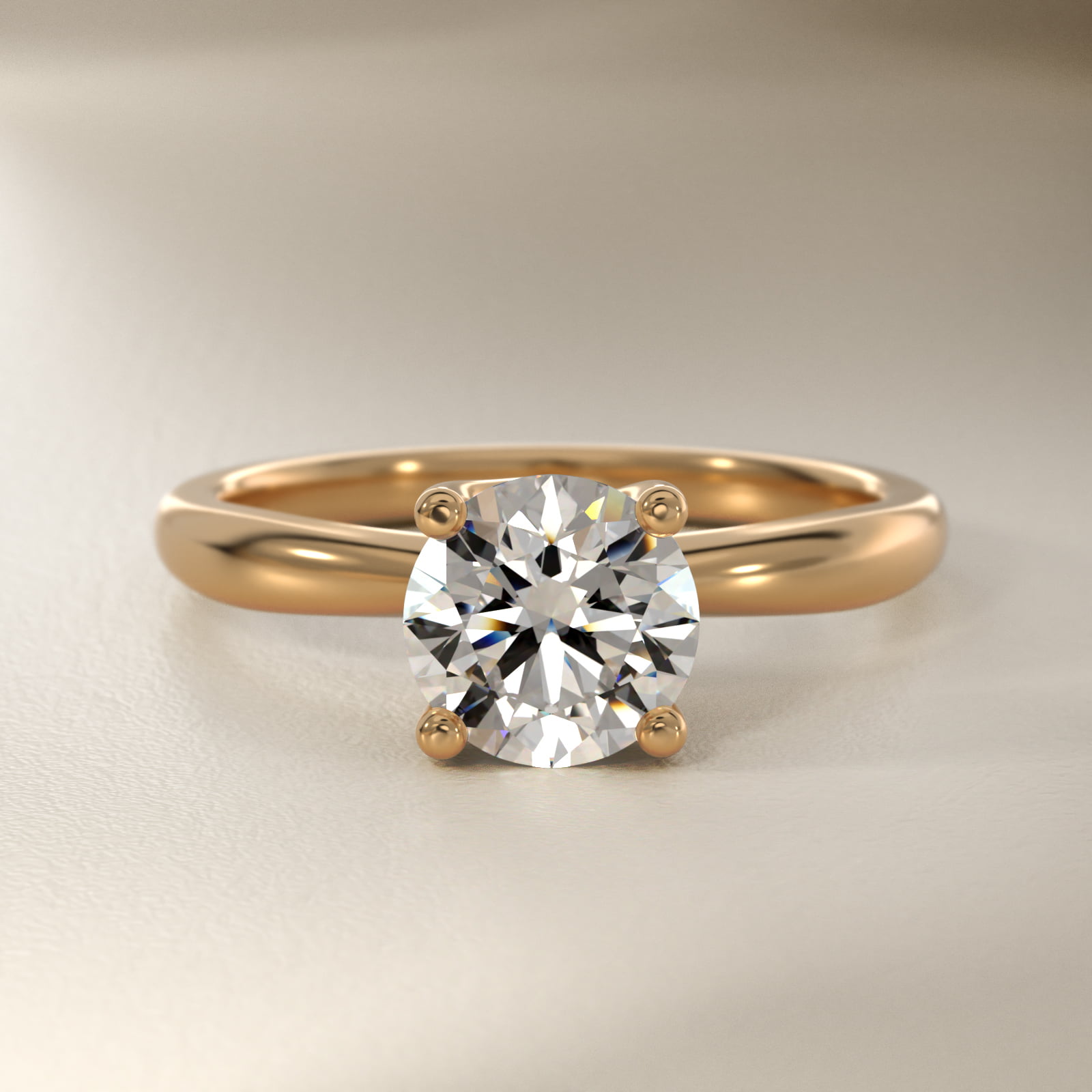 Tapered Ribbon Solitaire Engagement Ring in 18k Yellow Gold