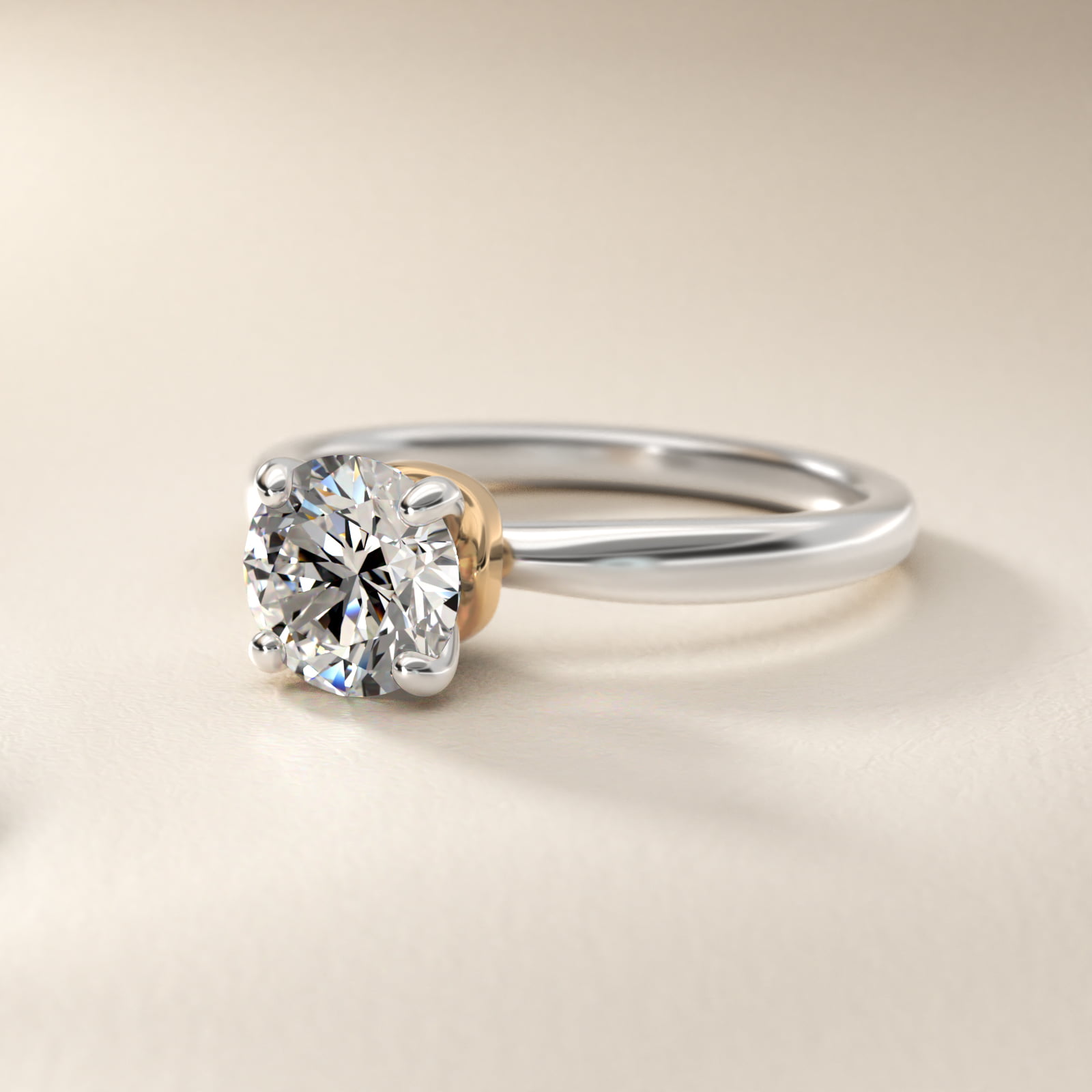 Solitaire With Ribbon Two Tone Ribbon Solitaire Engagement Ring in Platinum and 18k Yellow Gold