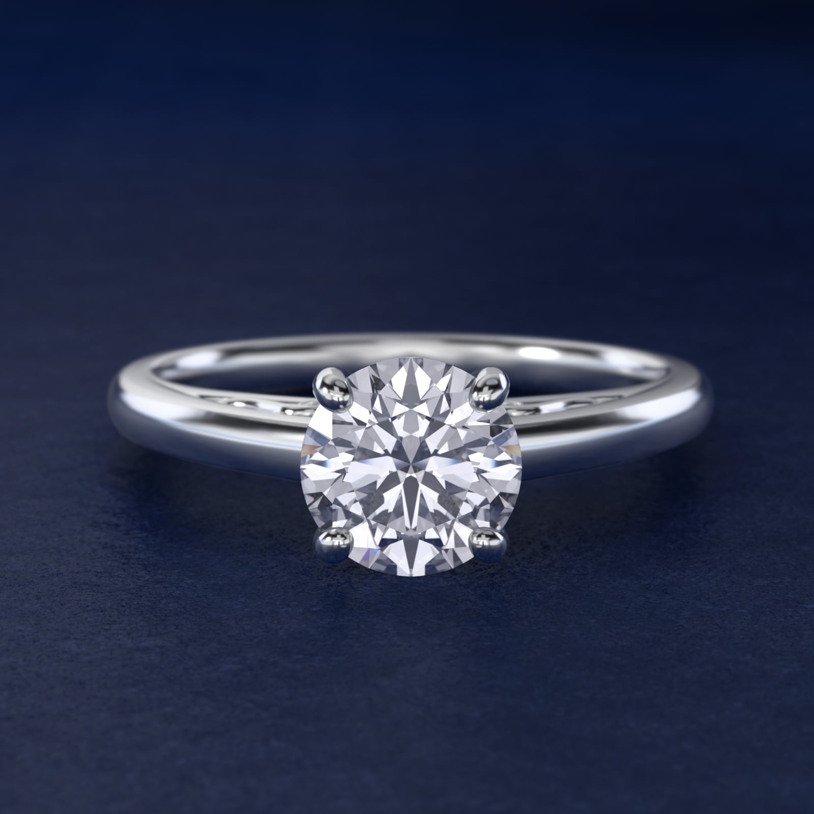 Scrollwork Solitaire Engagement Ring in 14k White Gold