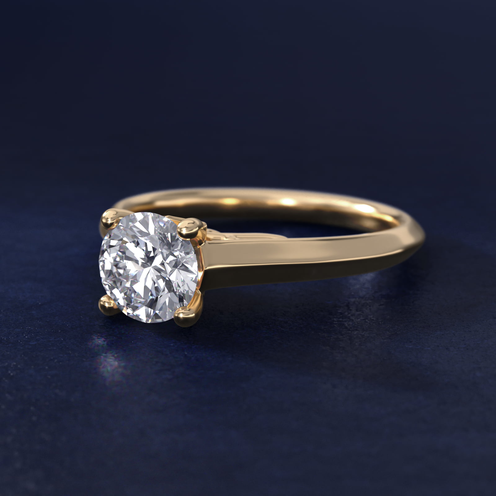 Knife Edge Scroll Solitaire Plus Diamond Engagement Ring in 18k Yellow Gold
