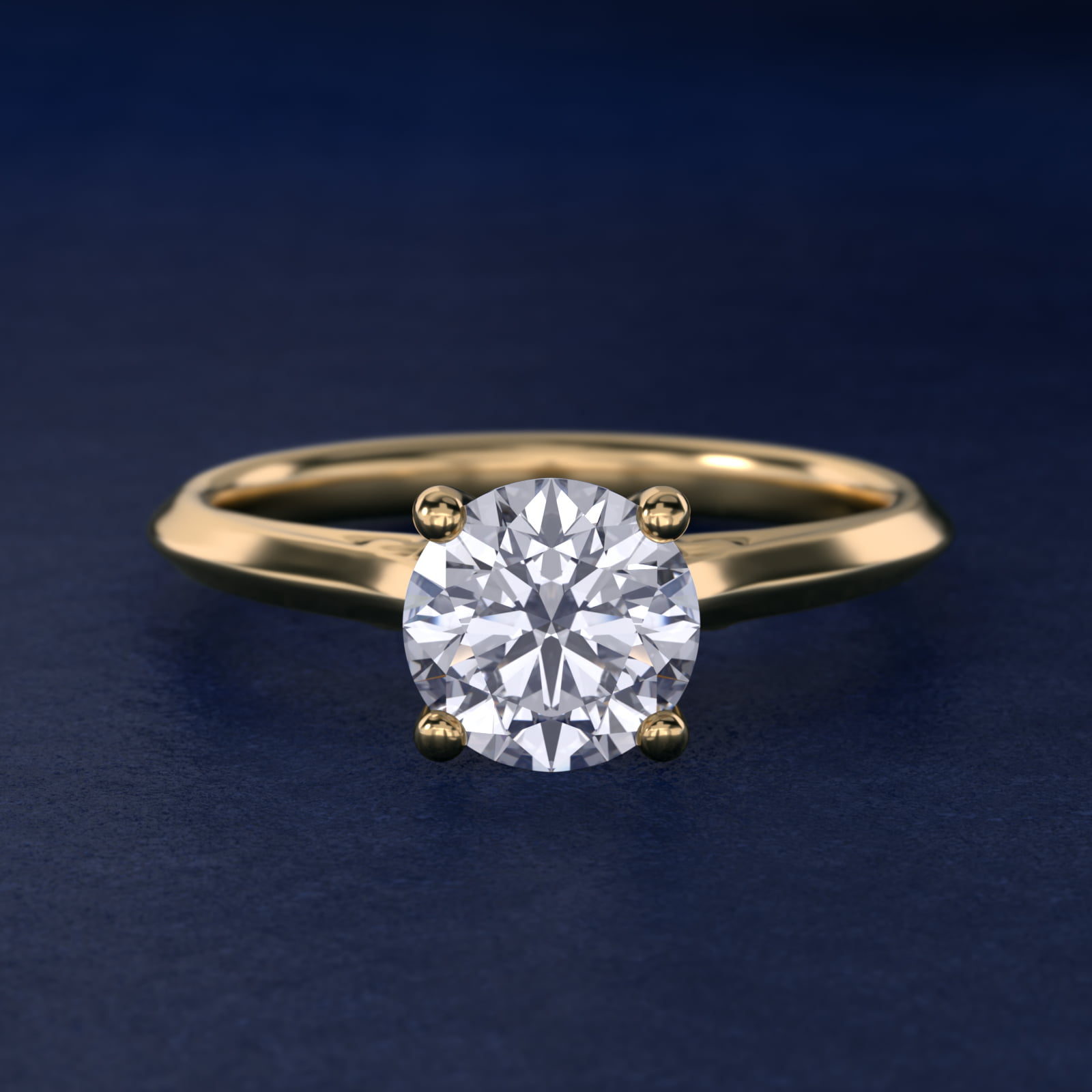 Knife Edge Lotus Bridge Solitaire Plus Diamond Engagement Ring in 14k Yellow Gold