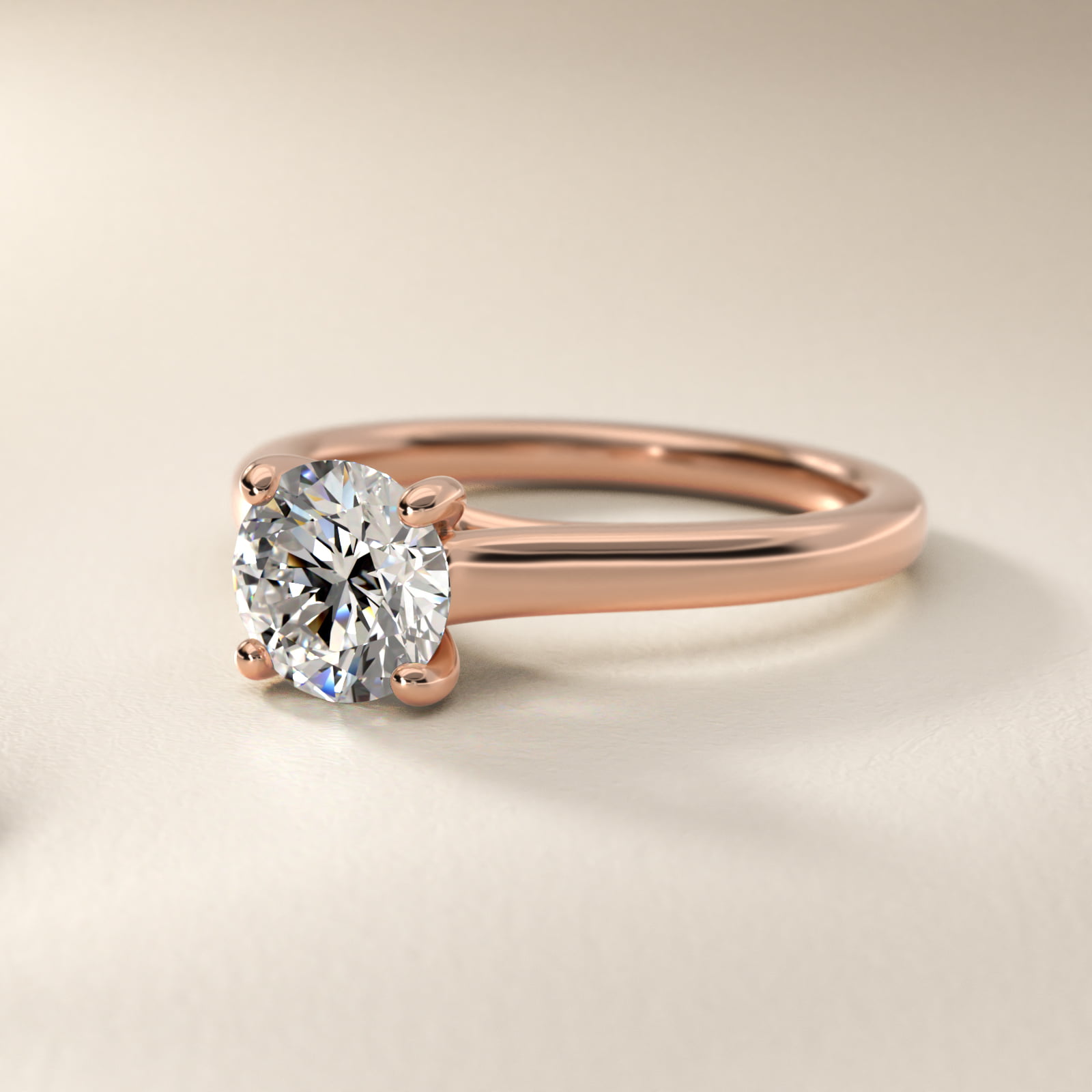 Twist Bridge Solitaire Engagement Ring in 14k Rose Gold
