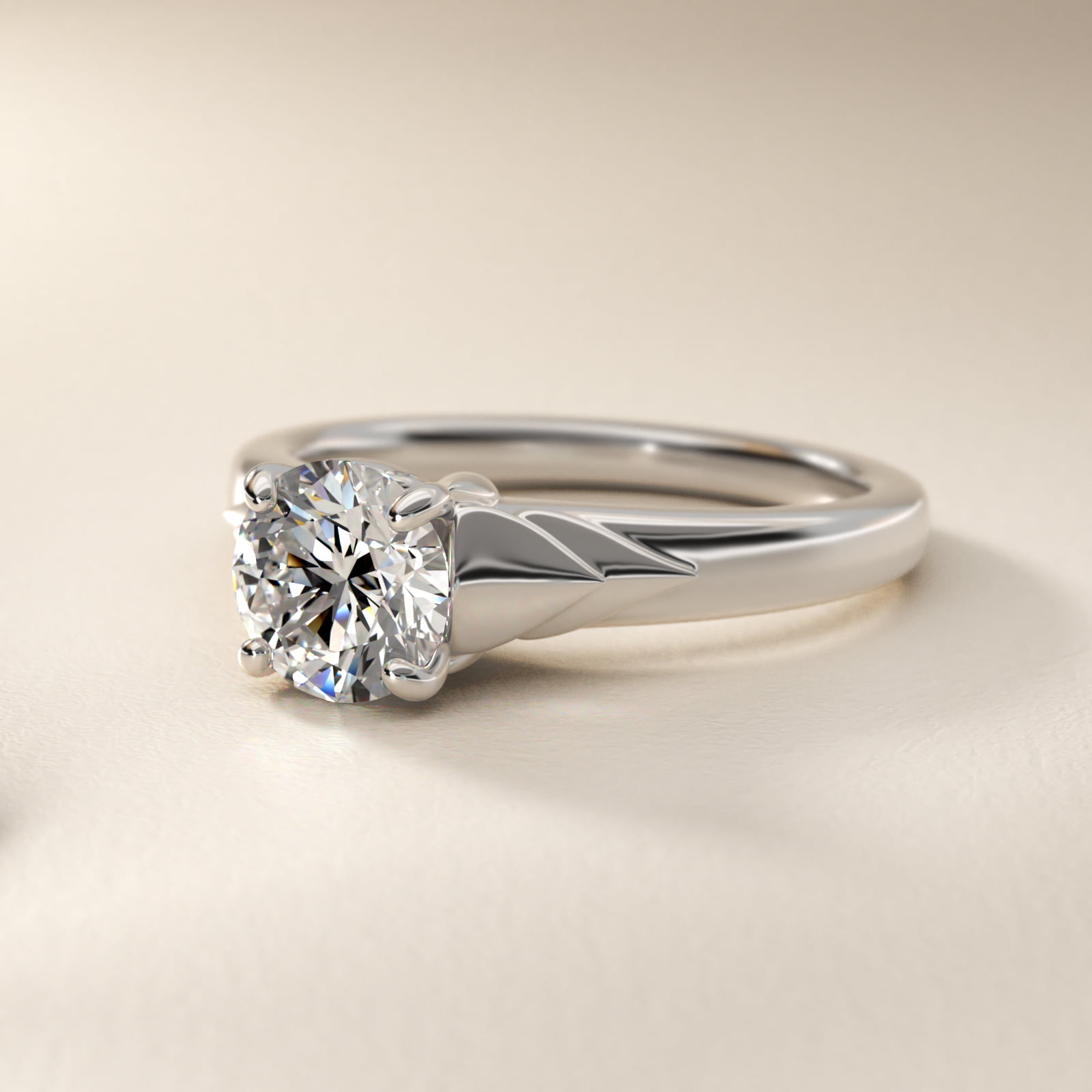 Chevron Solitaire Plus Engagement Ring in Platinum