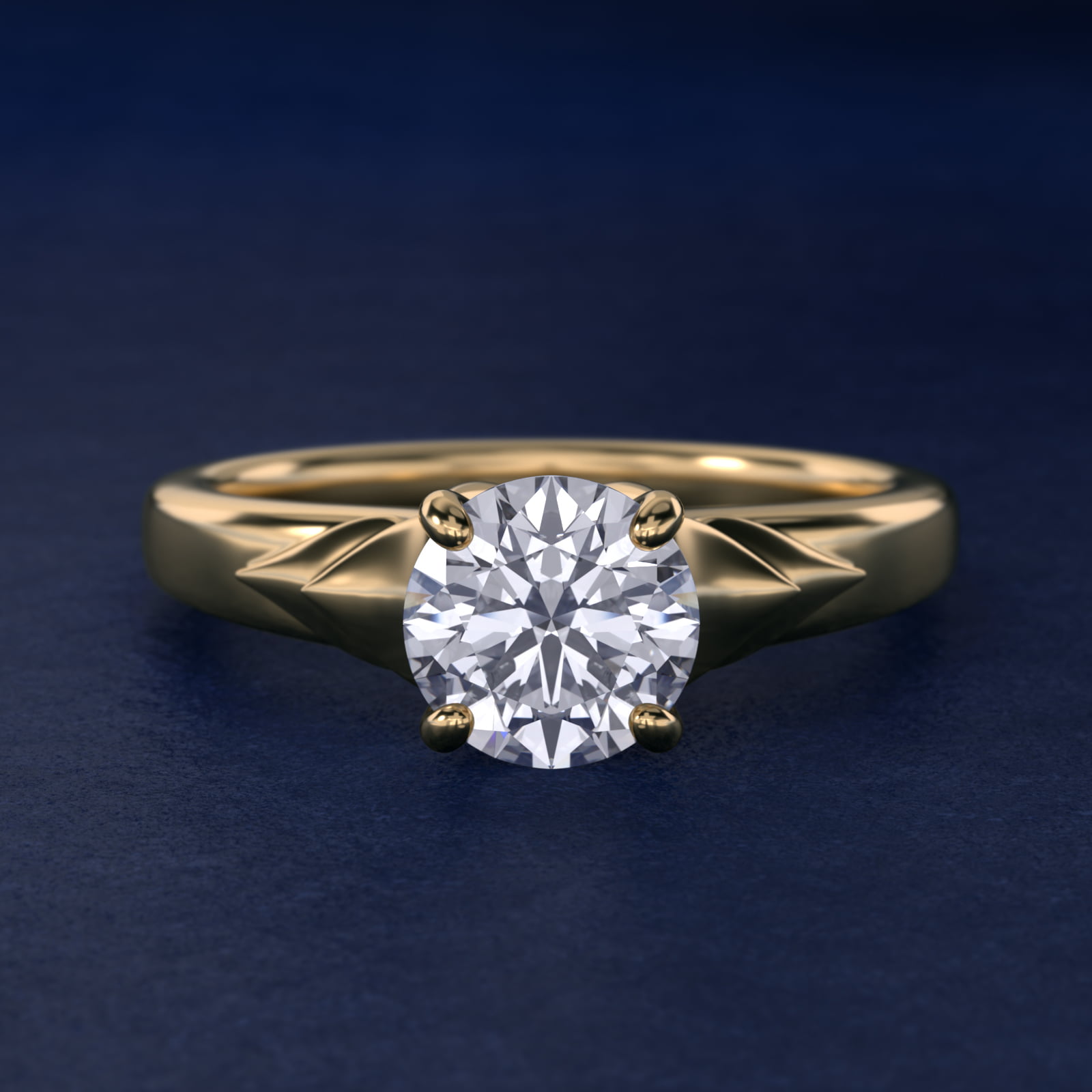 Chevron Solitaire Plus Engagement Ring in 18k Yellow Gold
