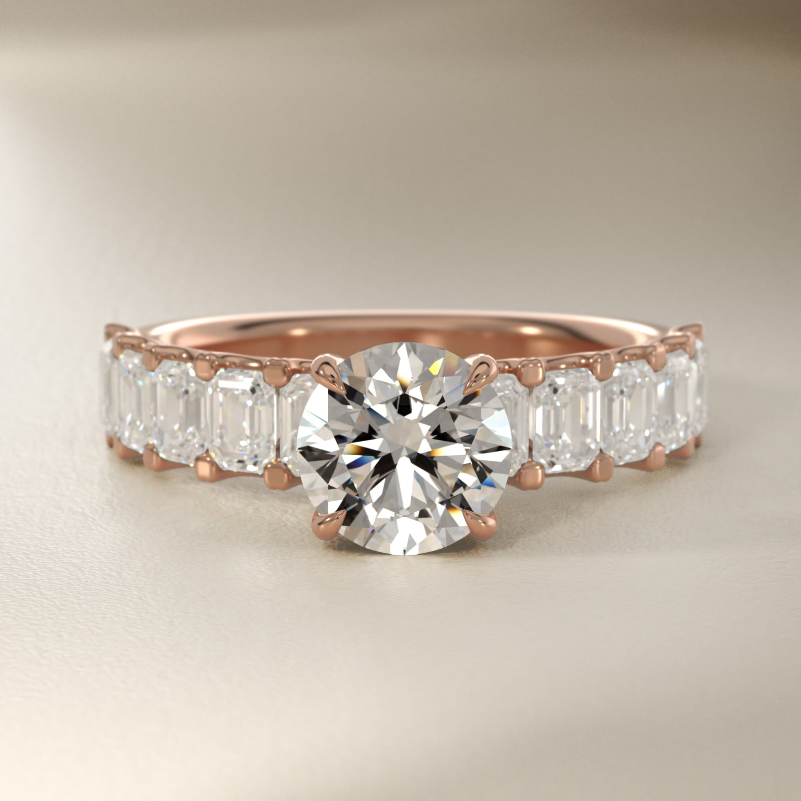 Emerald-Cut Diamond Engagement Ring in 14k Rose Gold
