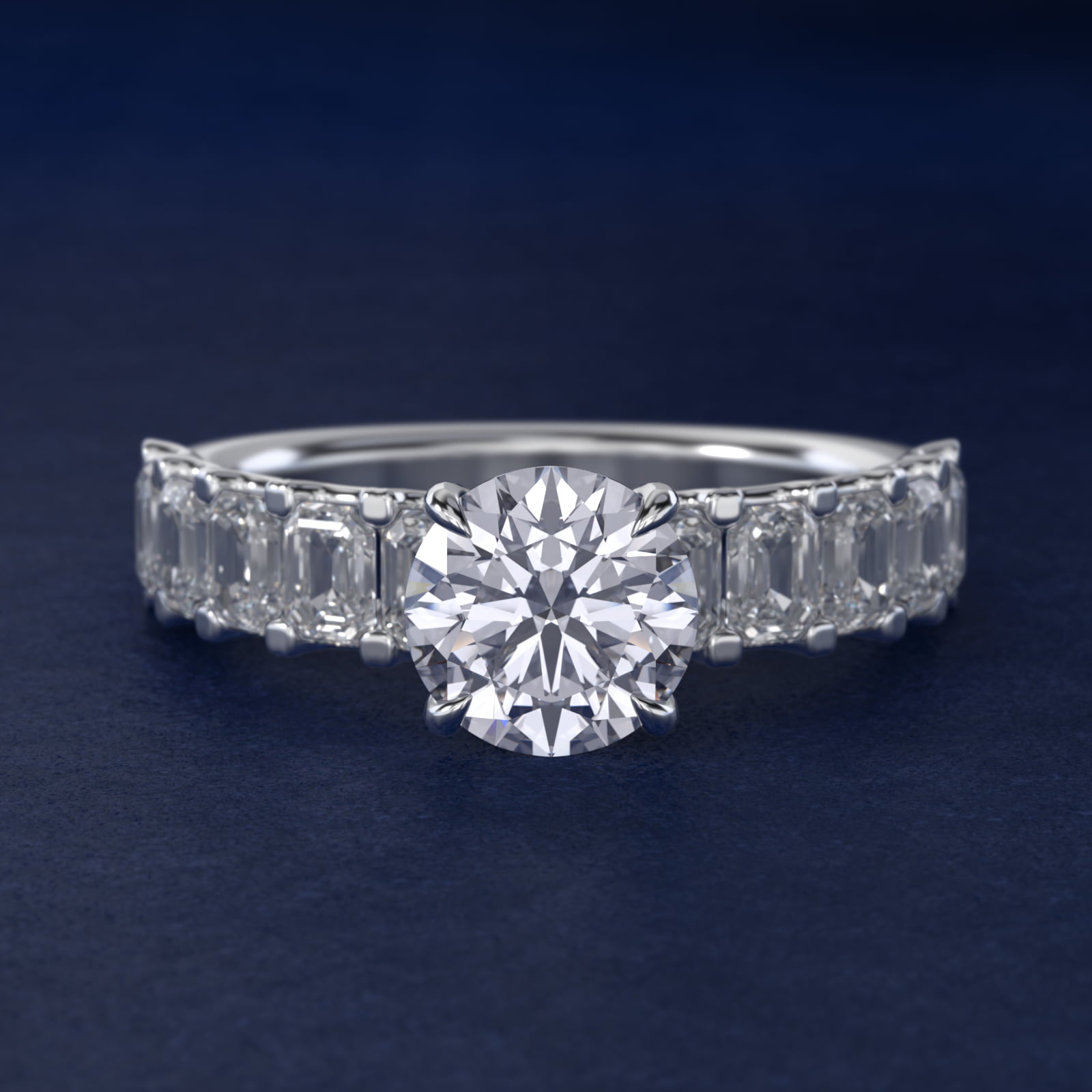 Emerald-Cut Diamond Engagement Ring in 14k White Gold