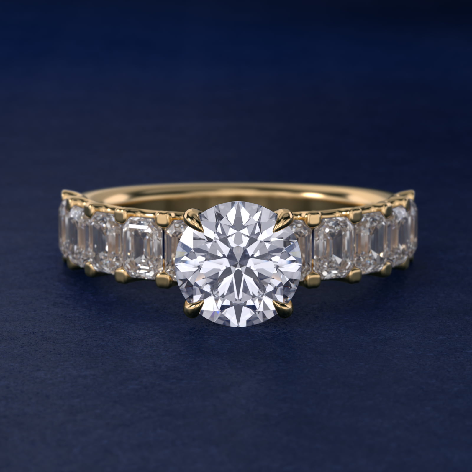 Emerald-Cut Diamond Engagement Ring in 18k Yellow Gold