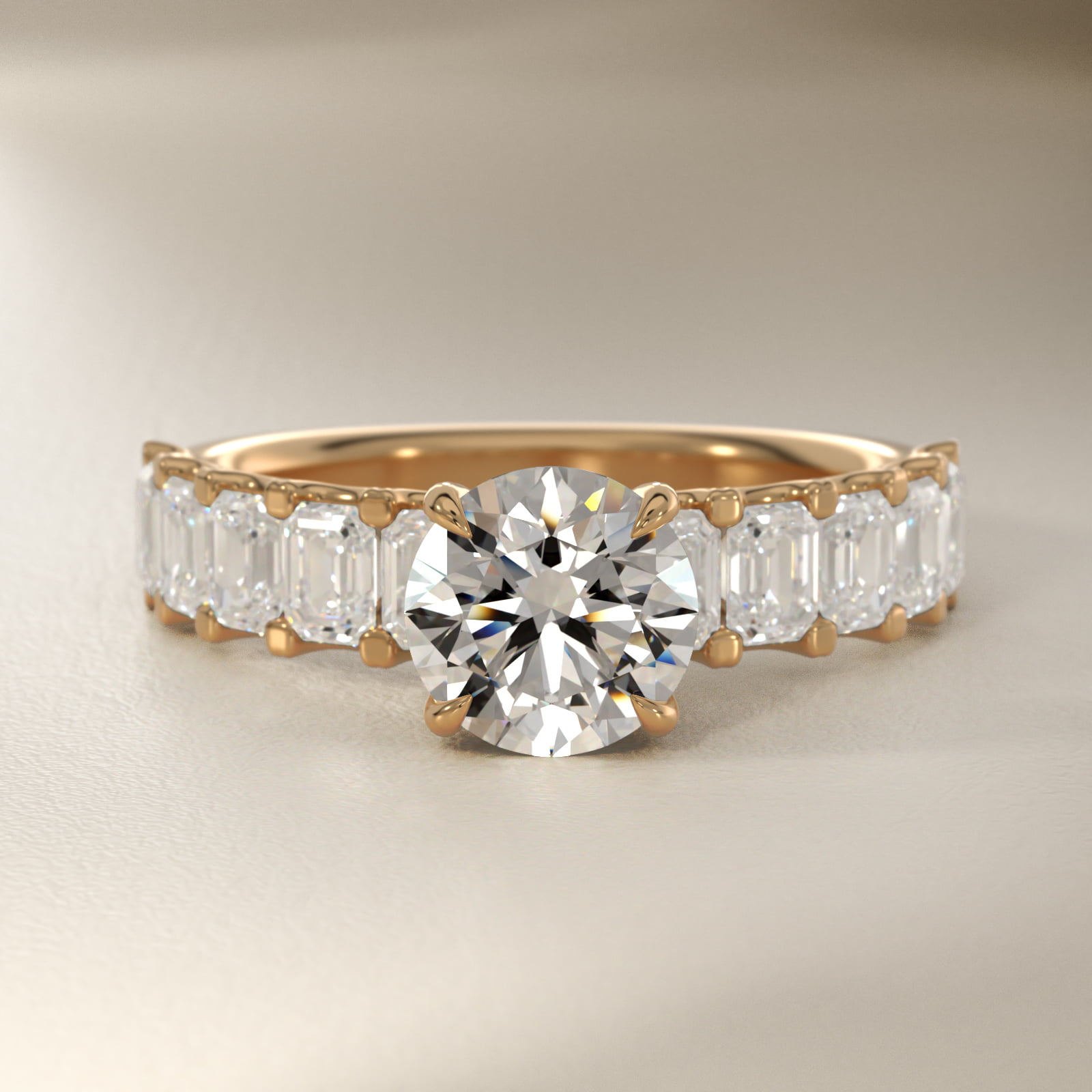 Emerald-Cut Diamond Engagement Ring in 14k Yellow Gold