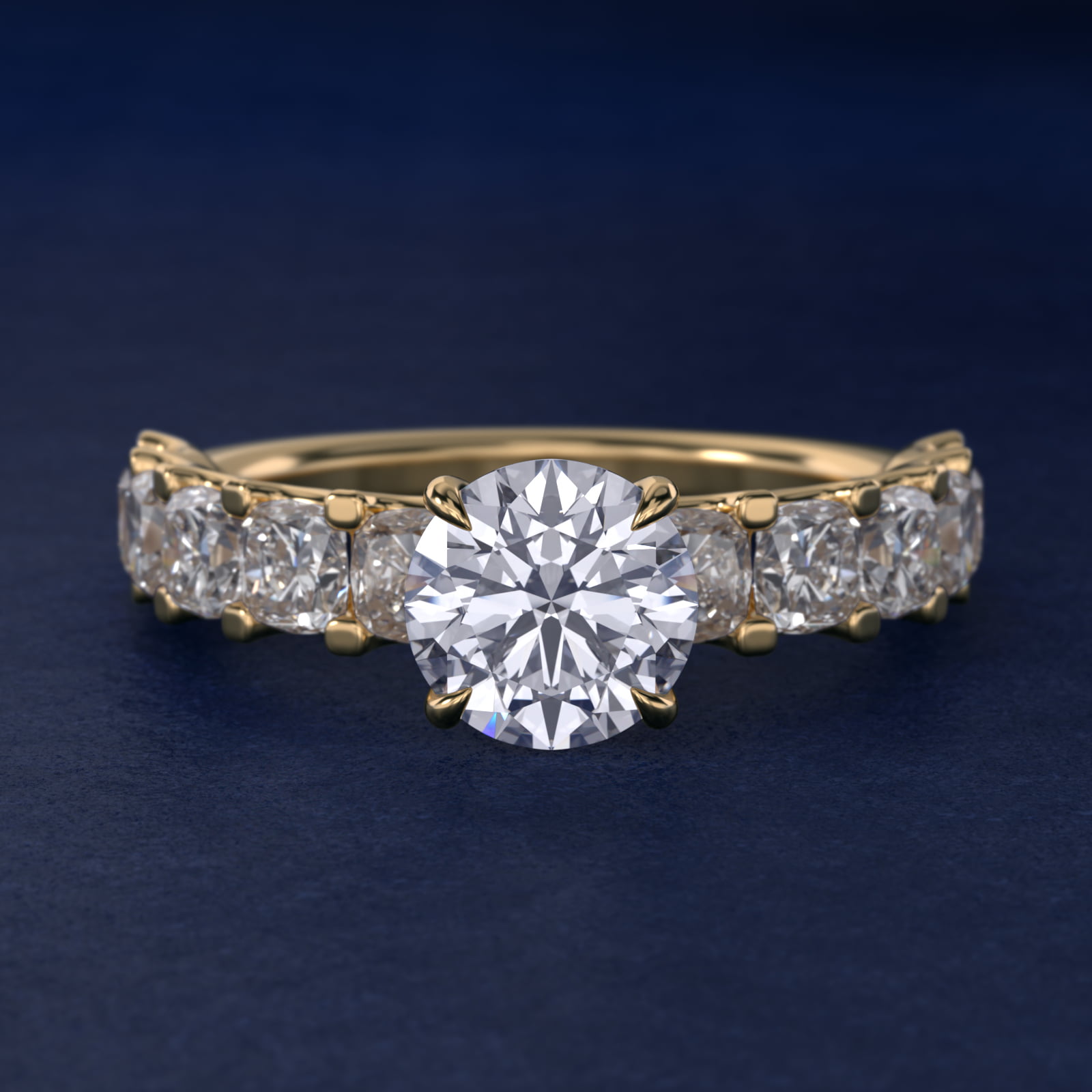 Cushion-Cut Diamond Engagement Ring in 14k Yellow Gold