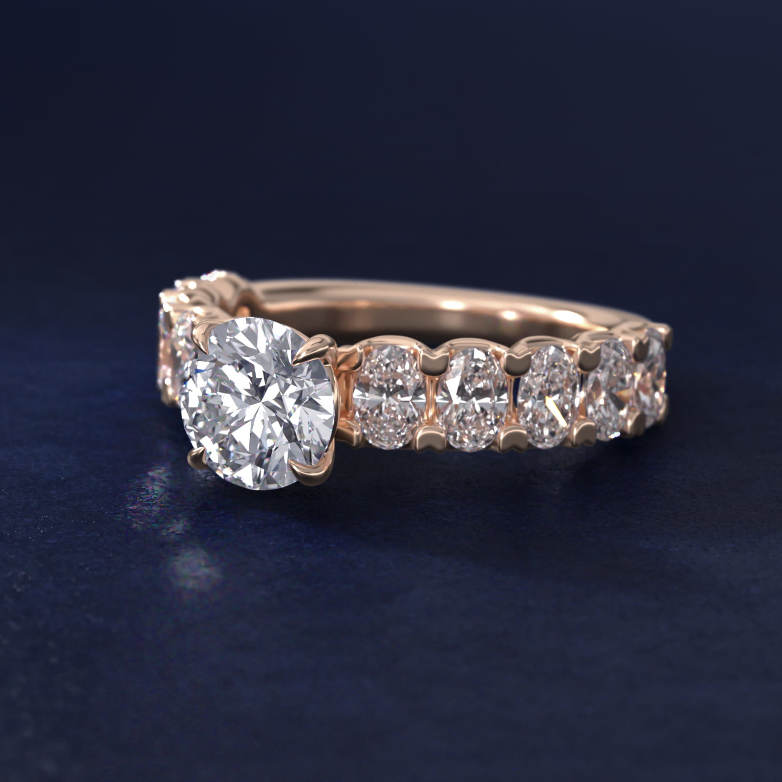 Oval-Cut Diamond Engagement Ring in 14k Rose Gold