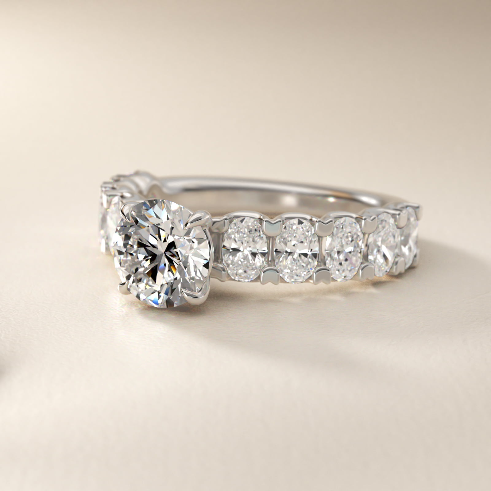 Oval-Cut Diamond Engagement Ring in 14k White Gold