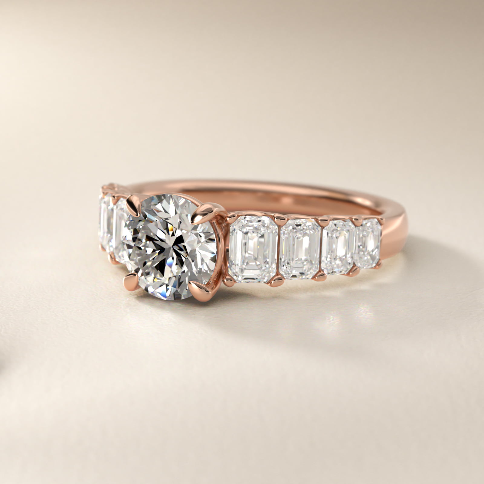 Radiant-Cut Diamond Engagement Ring in 14k Rose Gold