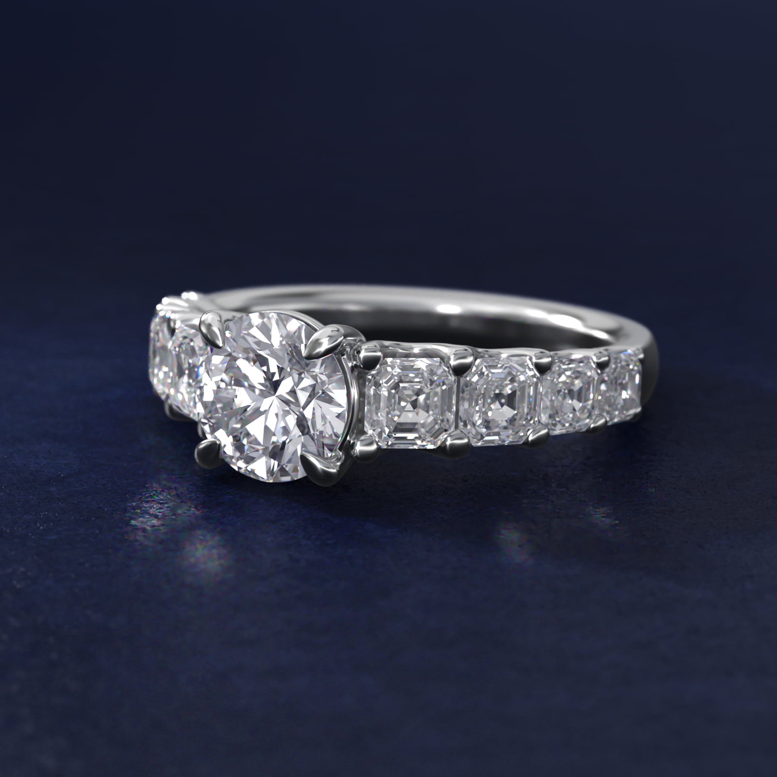 Asscher-Cut Diamond Engagement Ring in 14k White Gold