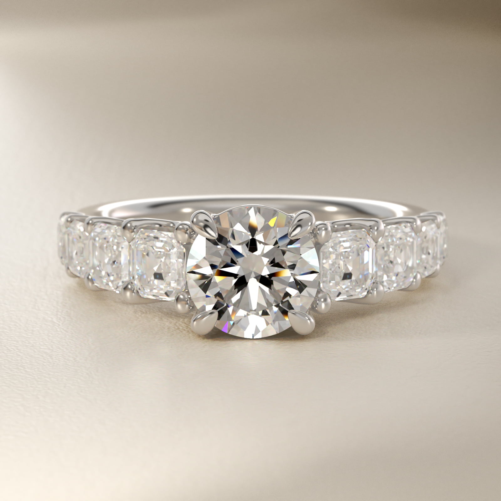 Asscher-Cut Diamond Engagement Ring in Platinum