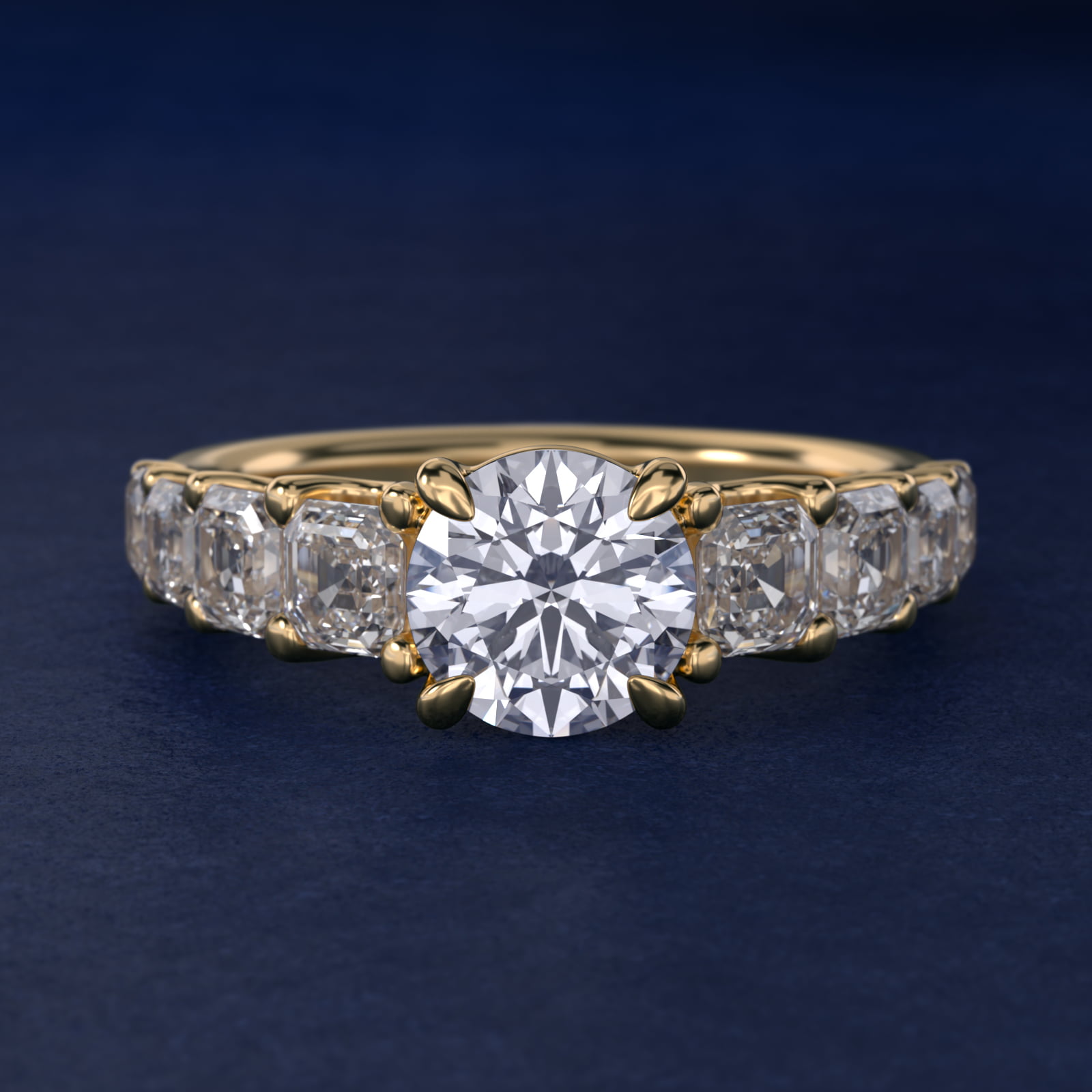 Asscher-Cut Diamond Engagement Ring in 14k Yellow Gold