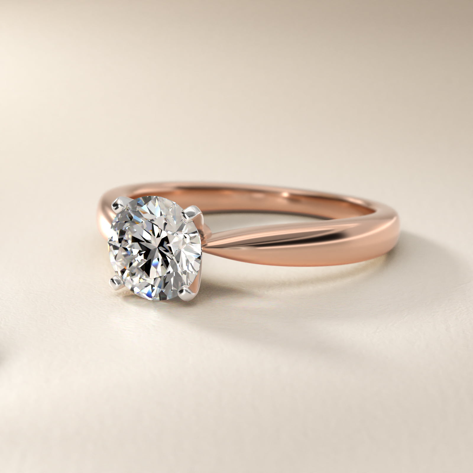 Classic Tapered Solitaire Engagement Ring in 14k Rose Gold