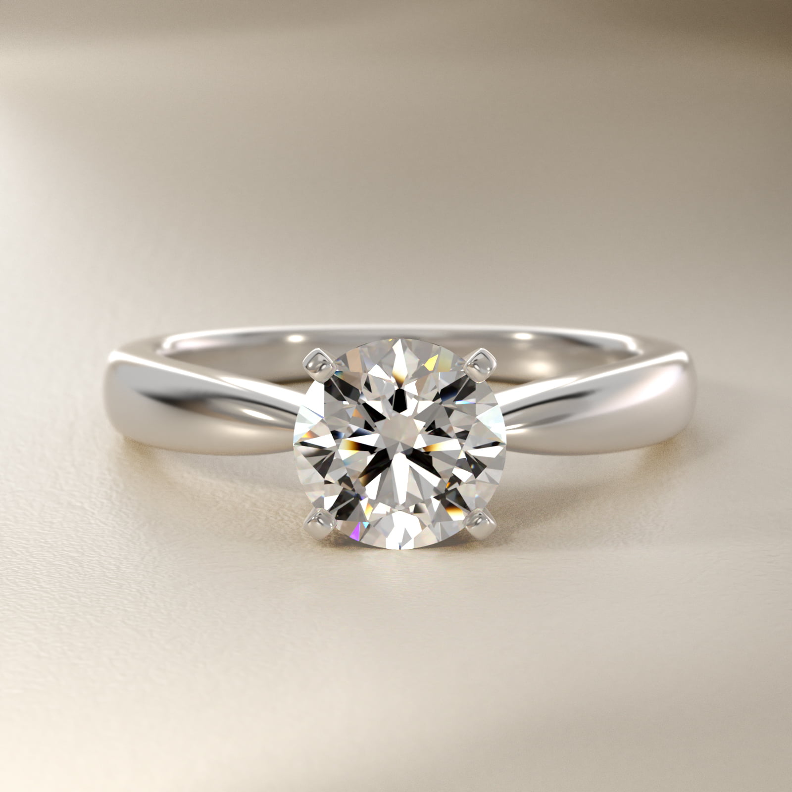 Classic Tapered Solitaire Engagement Ring in Platinum
