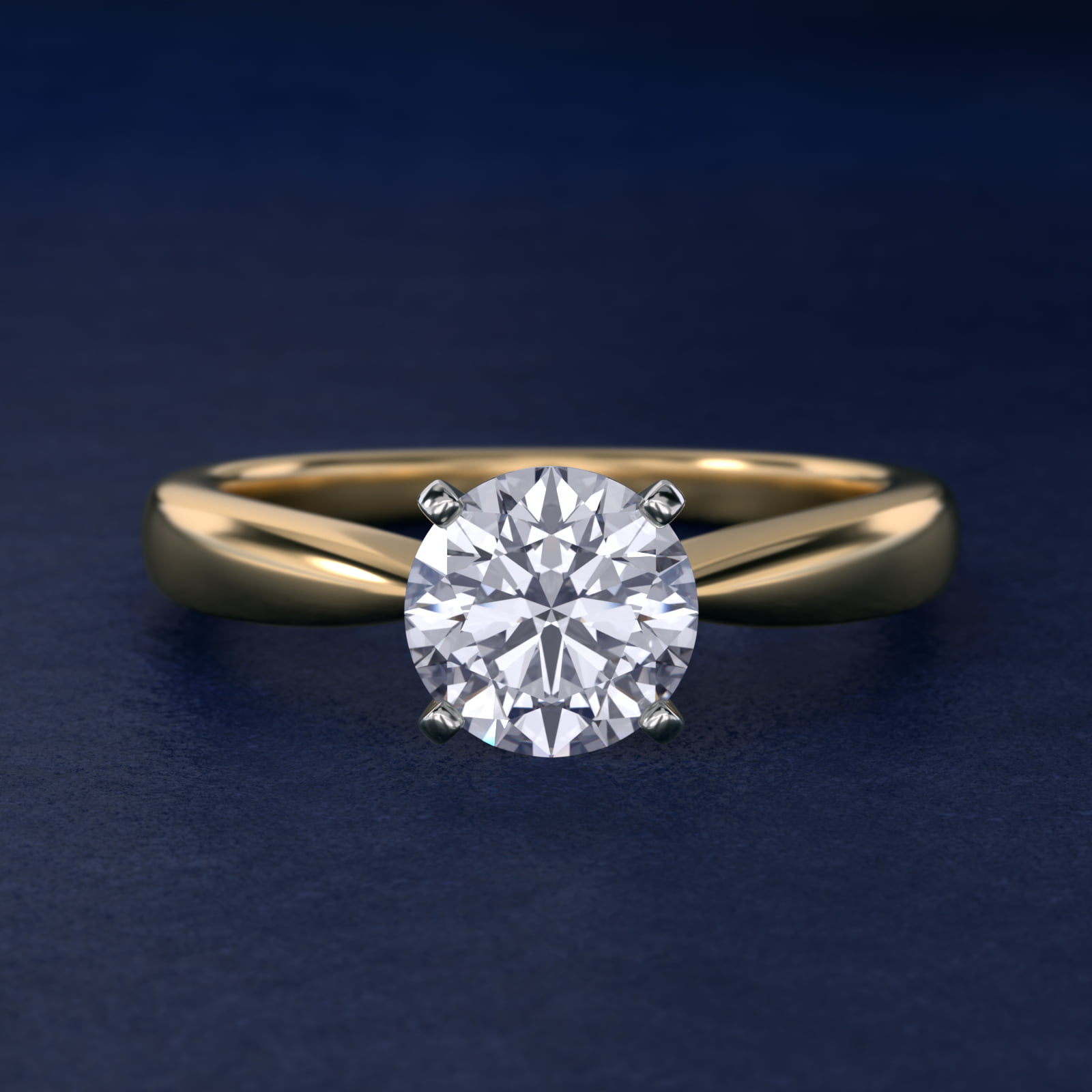 Classic Tapered Solitaire Engagement Ring in 18k Yellow Gold