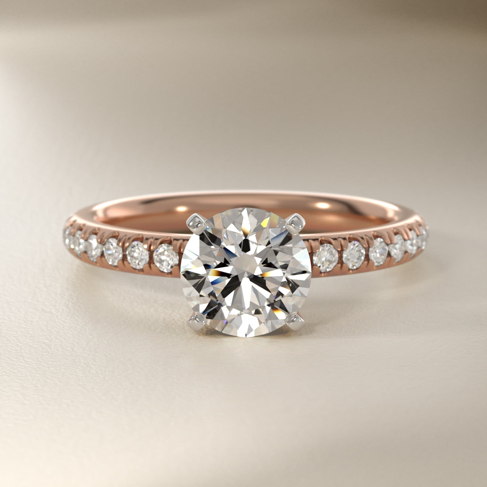 Petite Pavé Diamond Engagement Ring in 14k Rose Gold (1/4 ct. tw.)