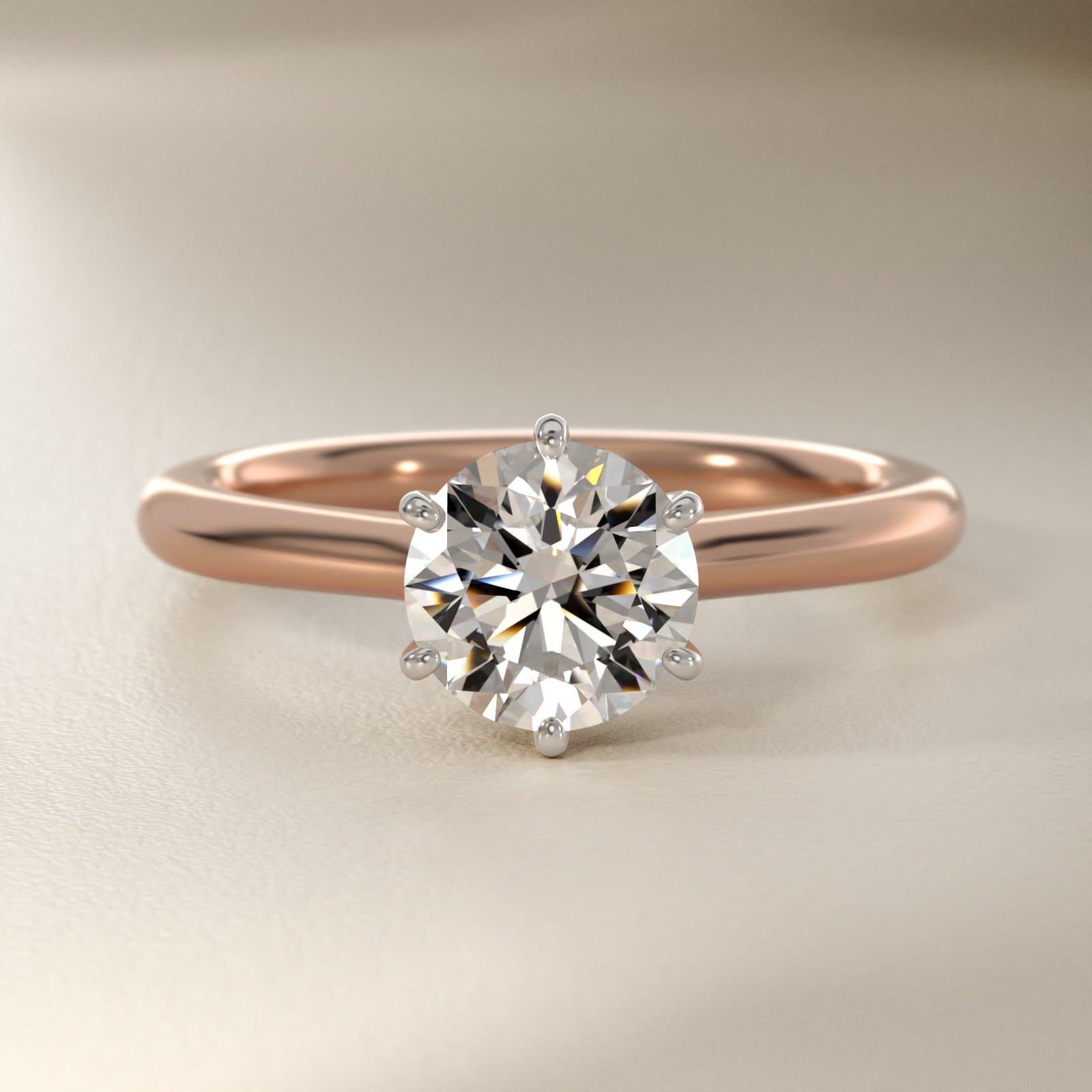 Petite Nouveau Six-Prong Solitaire Engagement Ring in 14k Rose Gold