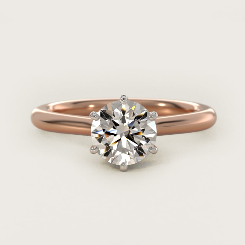 Petite Nouveau Six-Prong Solitaire Engagement Ring in 14k Rose Gold