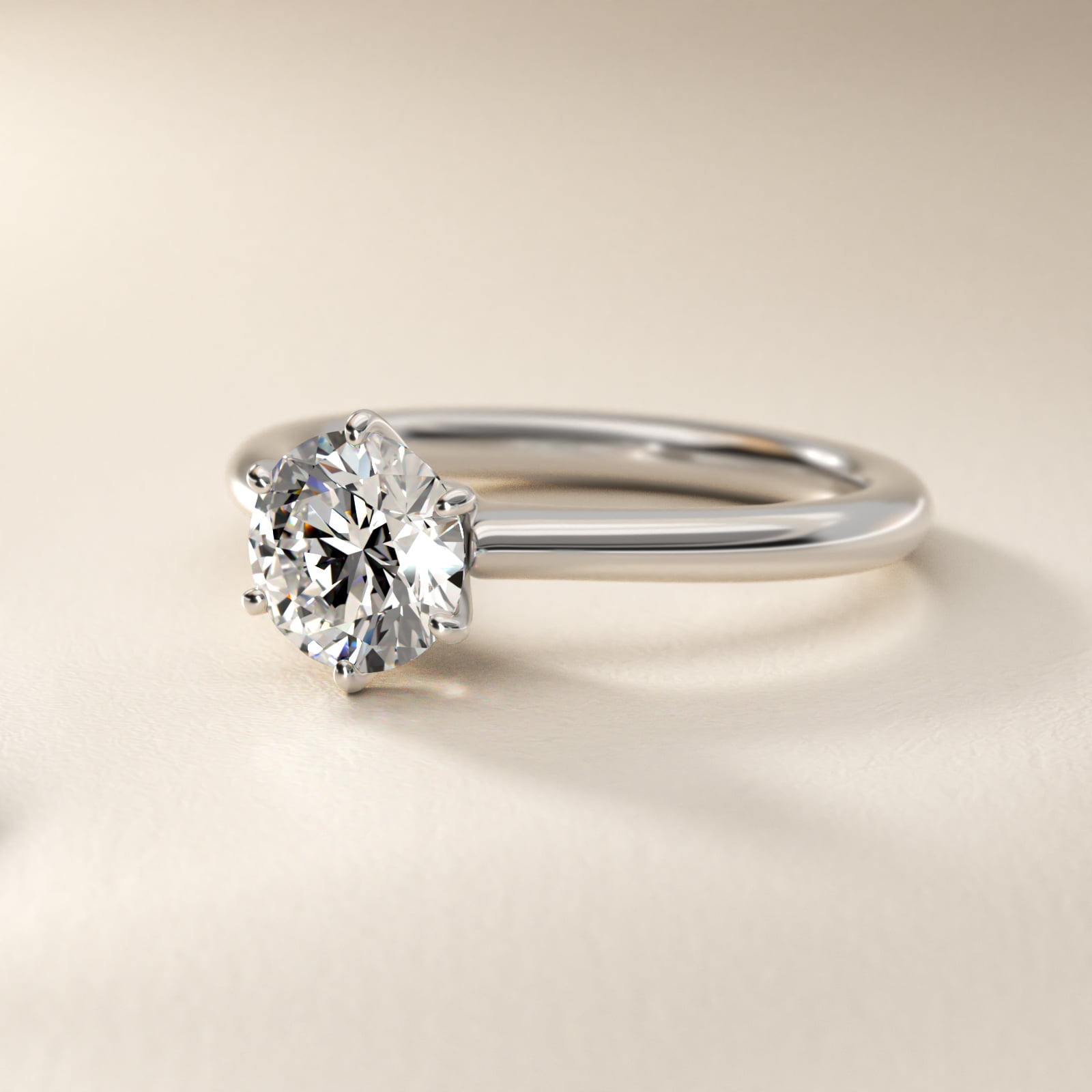 Petite Nouveau Six-Prong Solitaire Engagement Ring in 14k White Gold