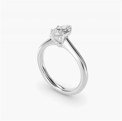 Petite Solitaire setting in platinum, shown with a marquise diamond