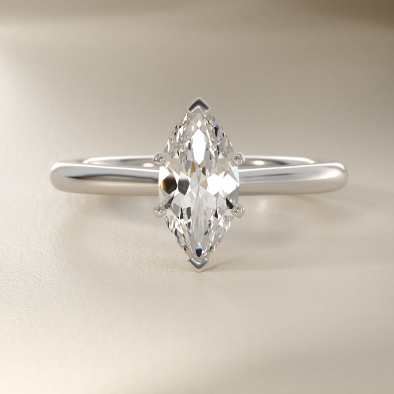 Petite Solitaire Engagement Ring in 14k White Gold