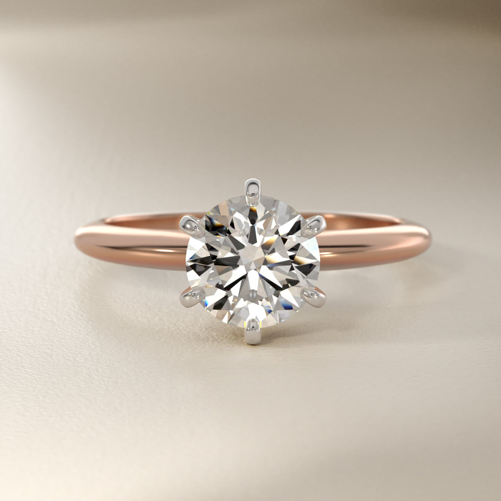 Classic Six-Prong Solitaire Engagement Ring in 14k Rose Gold