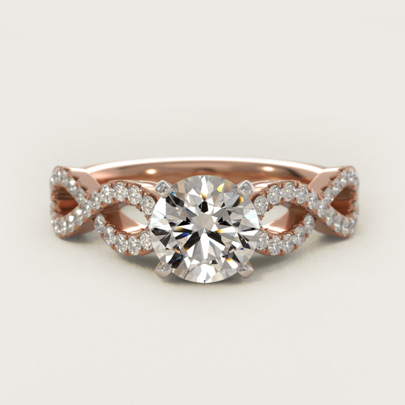Infinity Twist Micropavé Diamond Engagement Ring in 14k Rose Gold (0.25 ct. tw.)