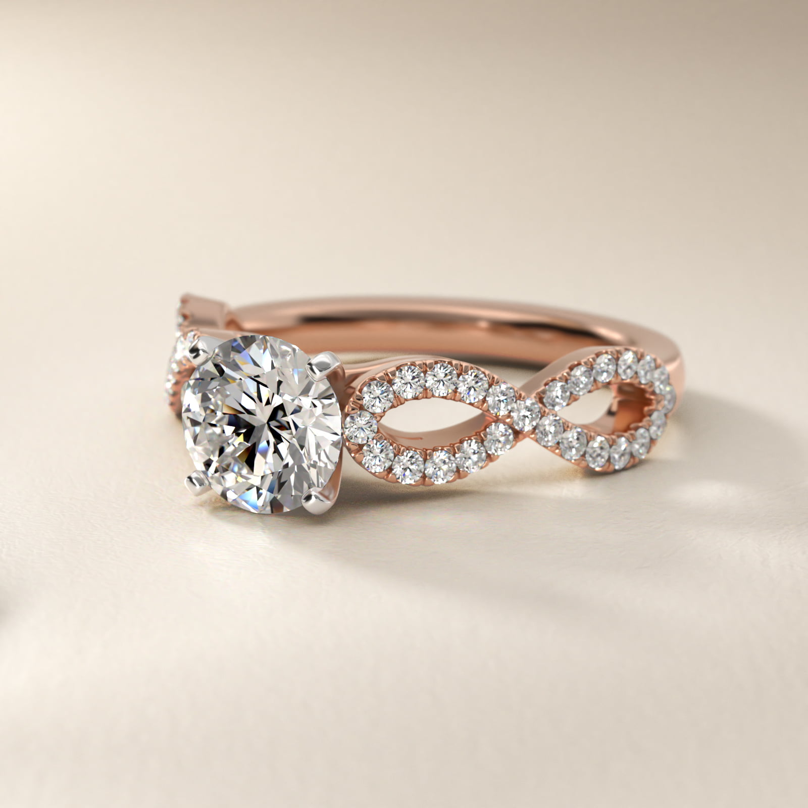 Infinity Twist Micropavé Diamond Engagement Ring in 14k Rose Gold (0.25 ct. tw.)