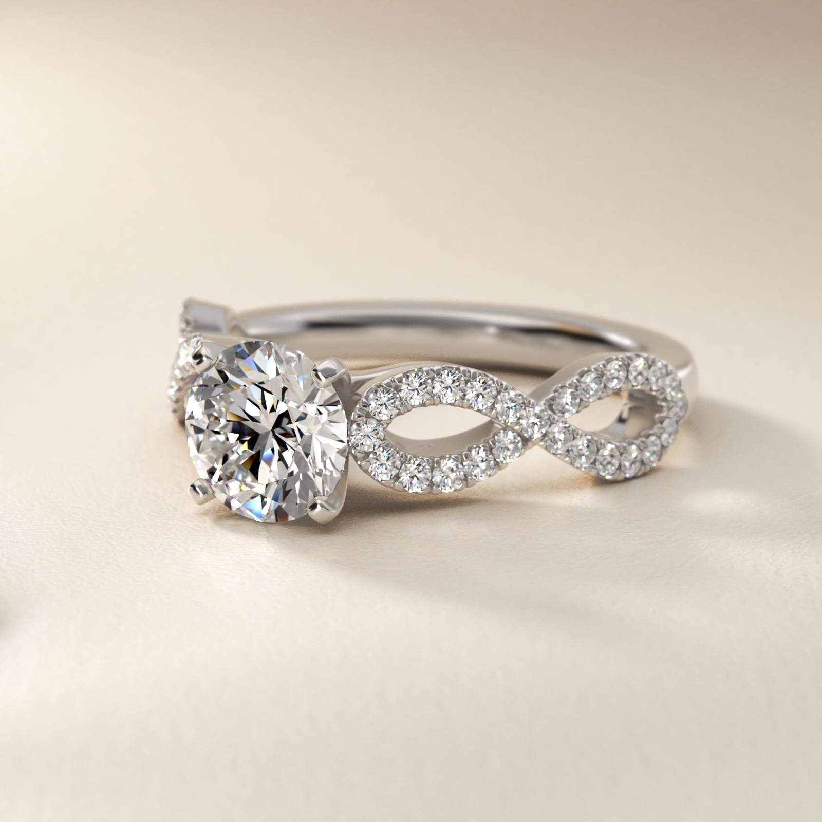 Infinity Twist Micropavé Diamond Engagement Ring in Platinum (1/4 ct. tw.)