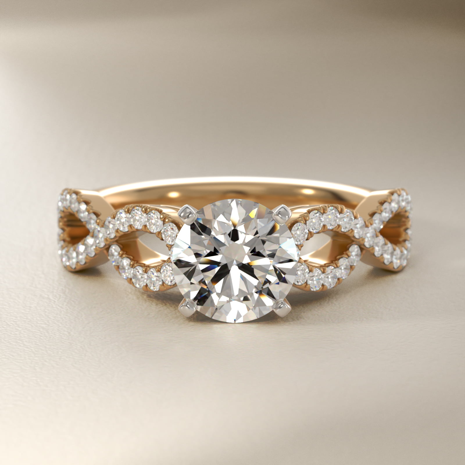 Infinity Twist Micropavé Diamond Engagement Ring in 14K Yellow Gold (0.25 ct. tw.)