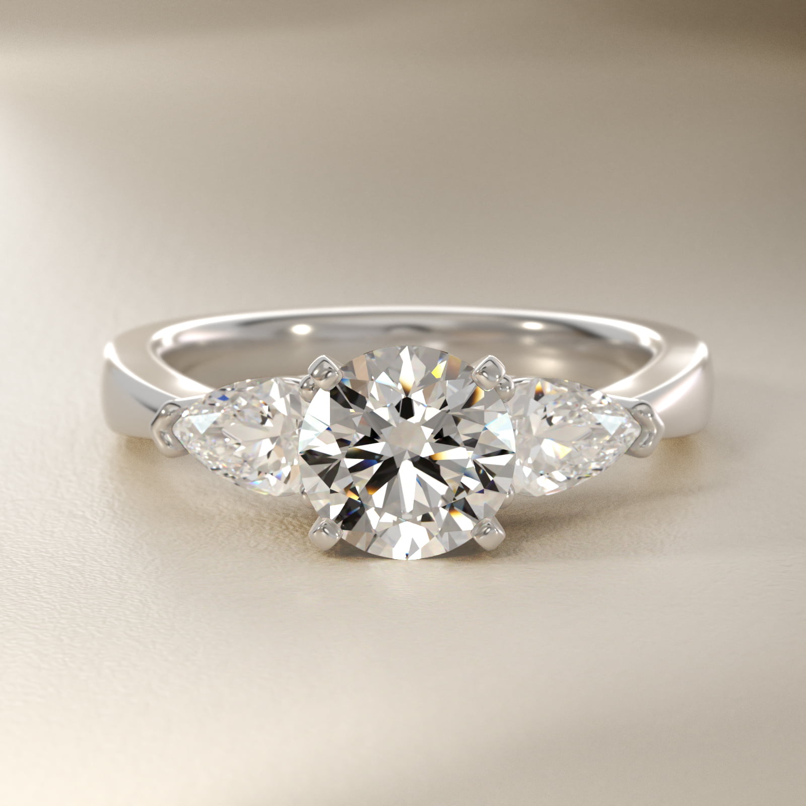 Classic Pear Shaped Diamond Engagement Ring in 18k White Gold (1/2 ct. tw.)