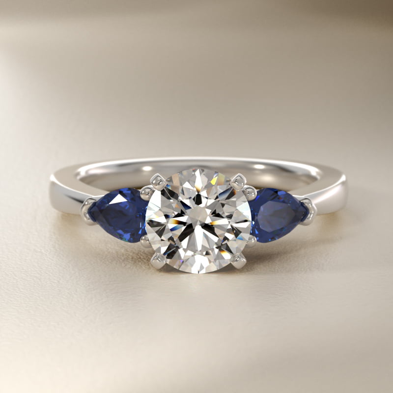 Classic Pear Shaped Sapphire Engagement Ring in Platinum