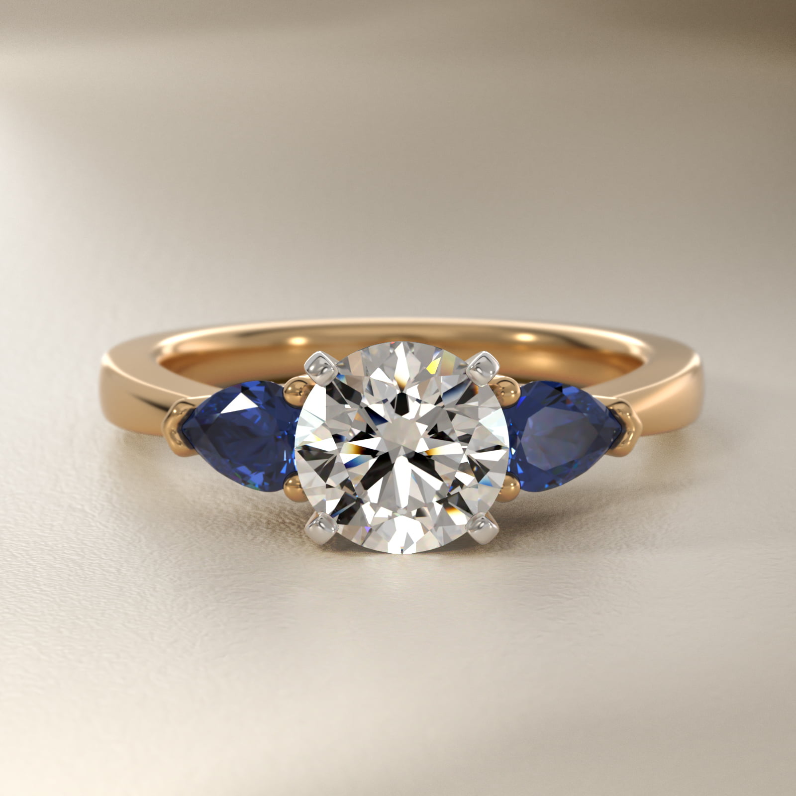 Classic Pear Shaped Sapphire Engagement Ring in 18k Yellow Gold