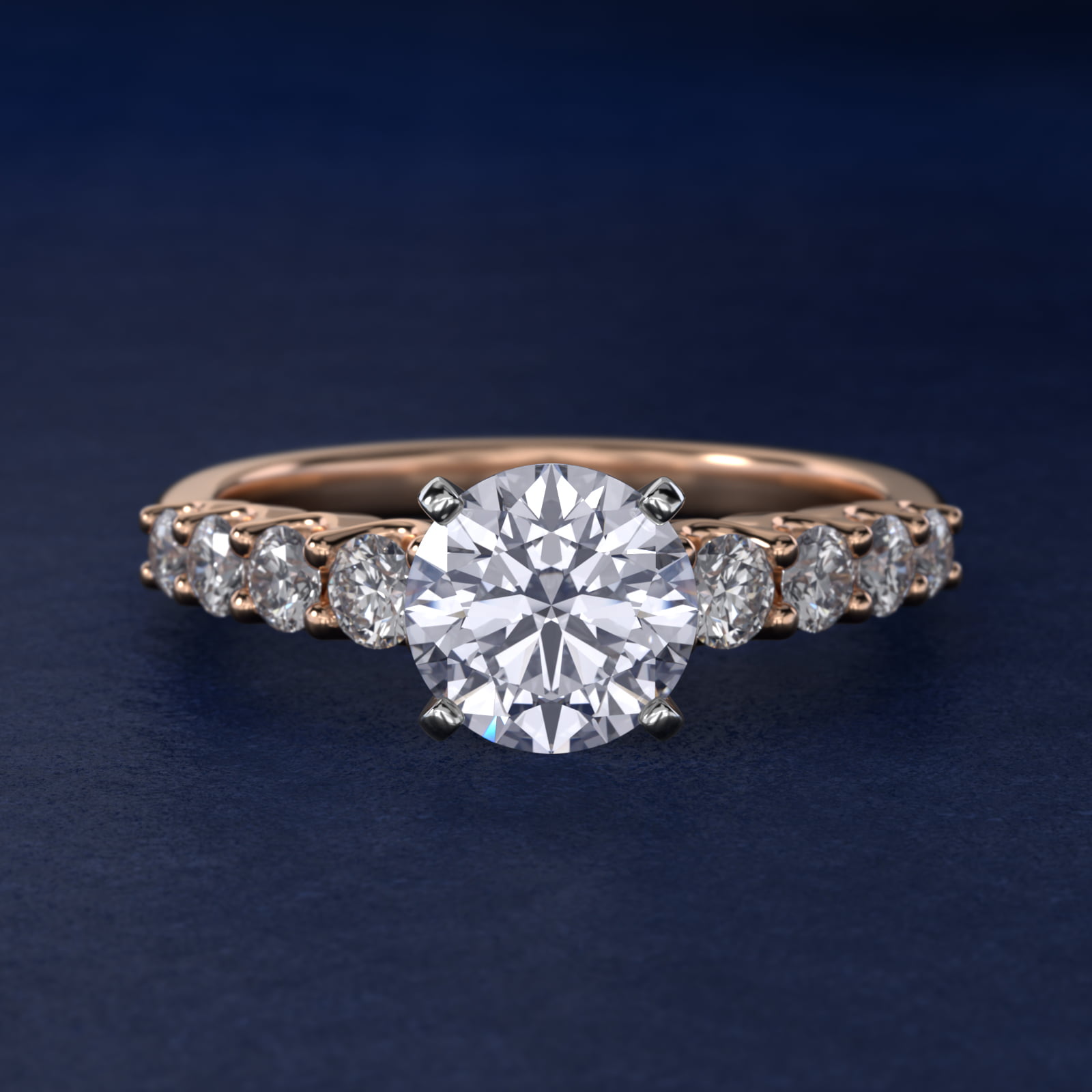 Graduated Side Stone Diamond Engagement Ring in 14k Rose Gold (3/8 ct. tw.)